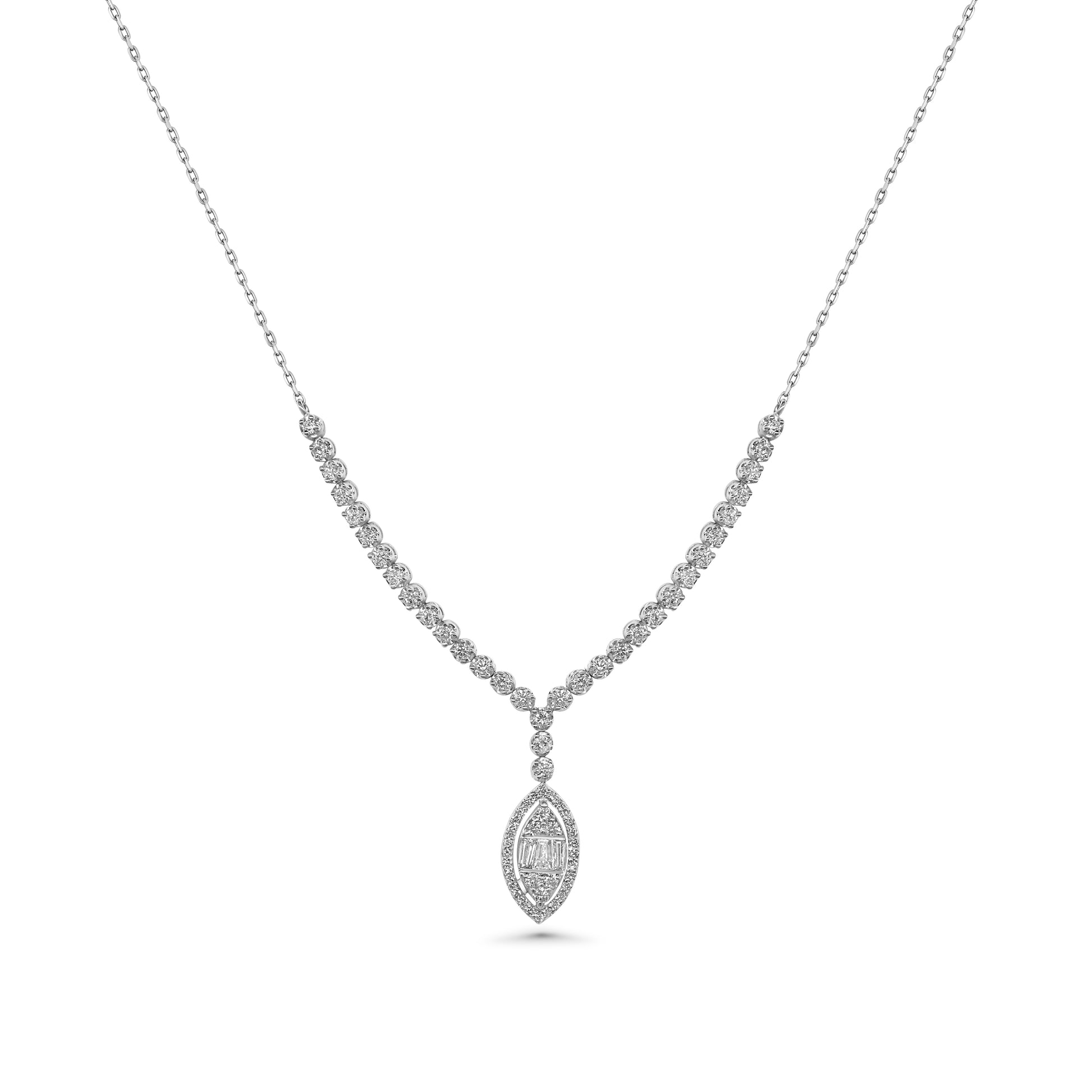 Marquise Cluster Diamond V Necklace