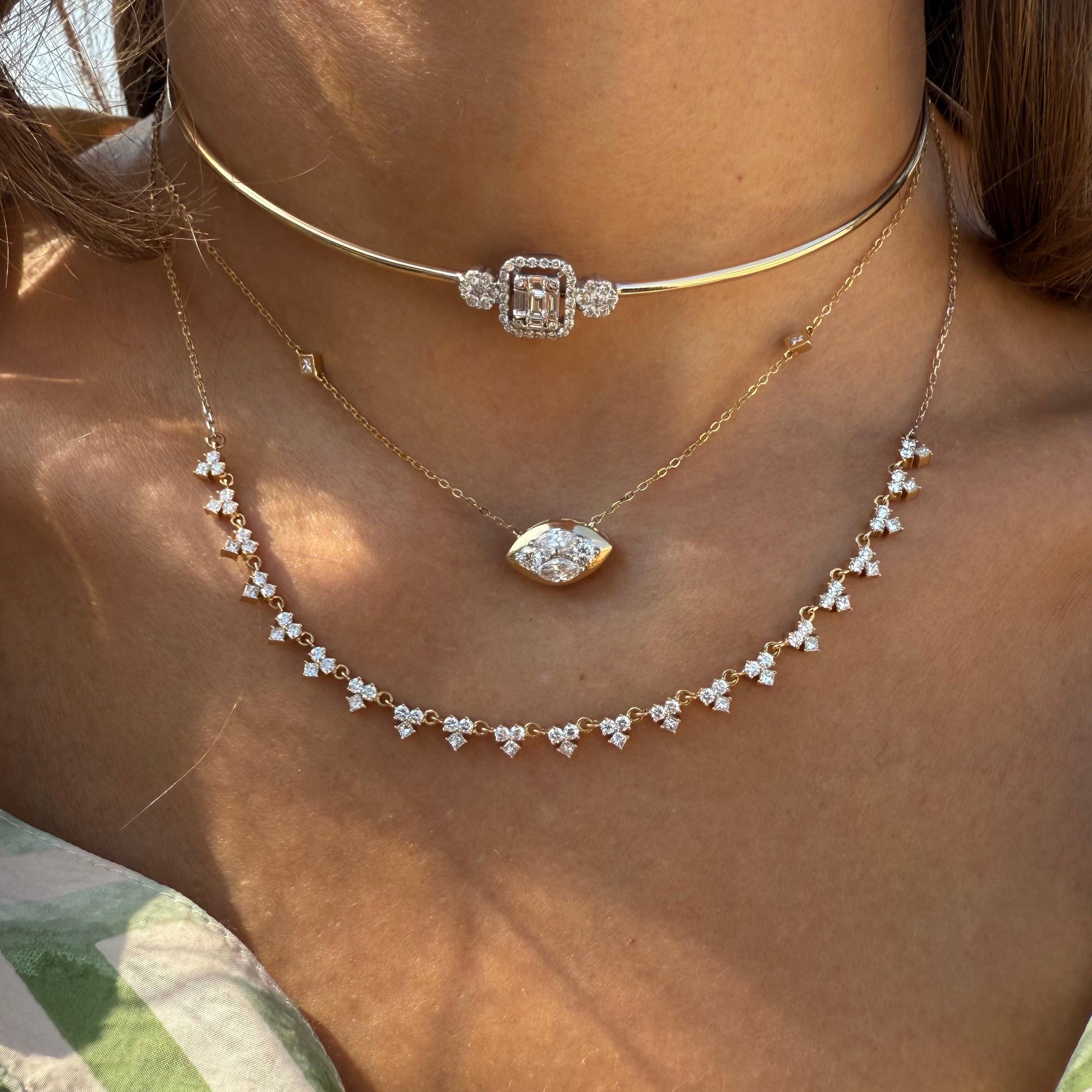 Starry Diamond Motif Necklace