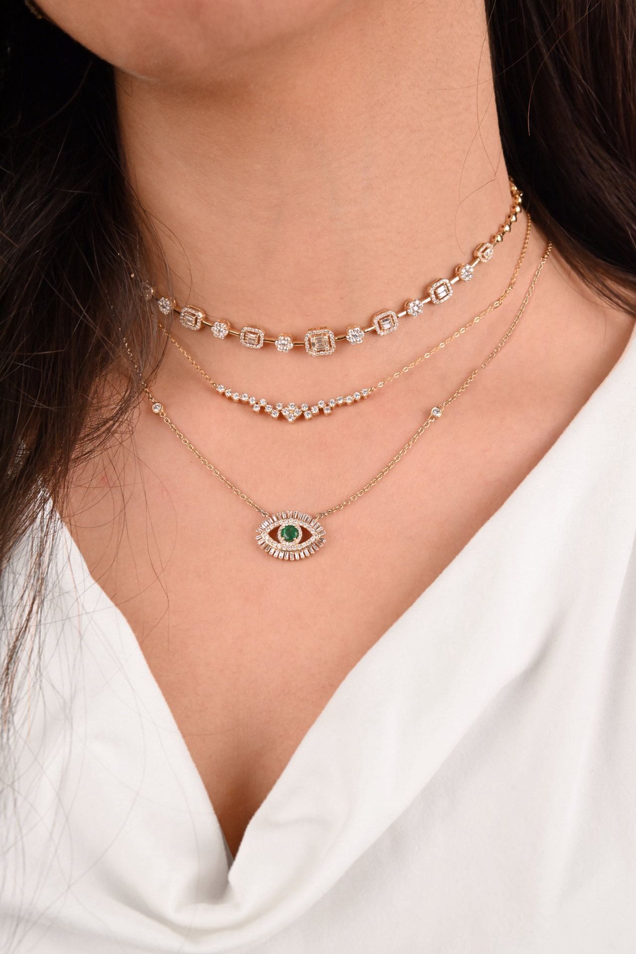 Asymmetrical Flow Diamond Necklace
