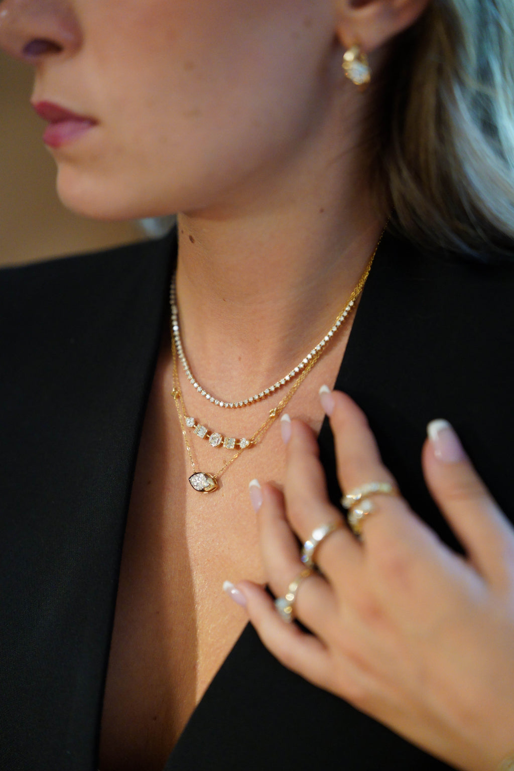 Golden Marquise Diamond Necklace