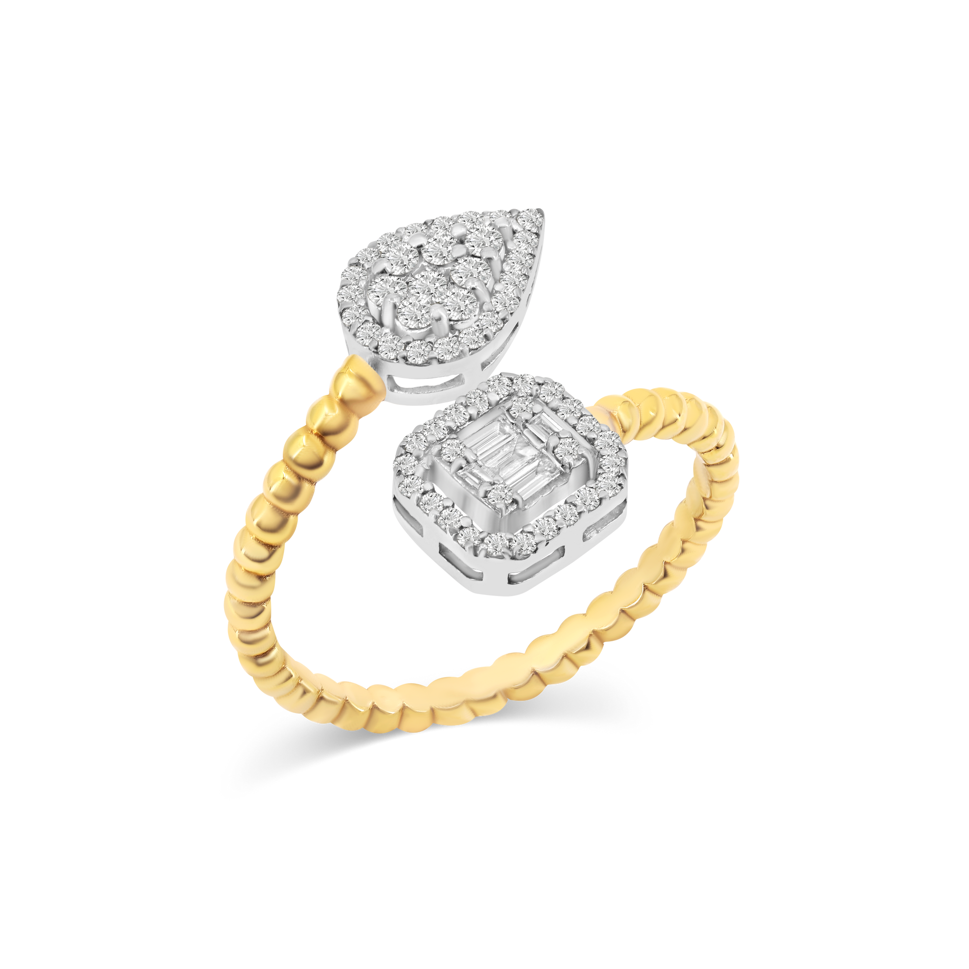 Pear & Emerald Diamond Open Ring