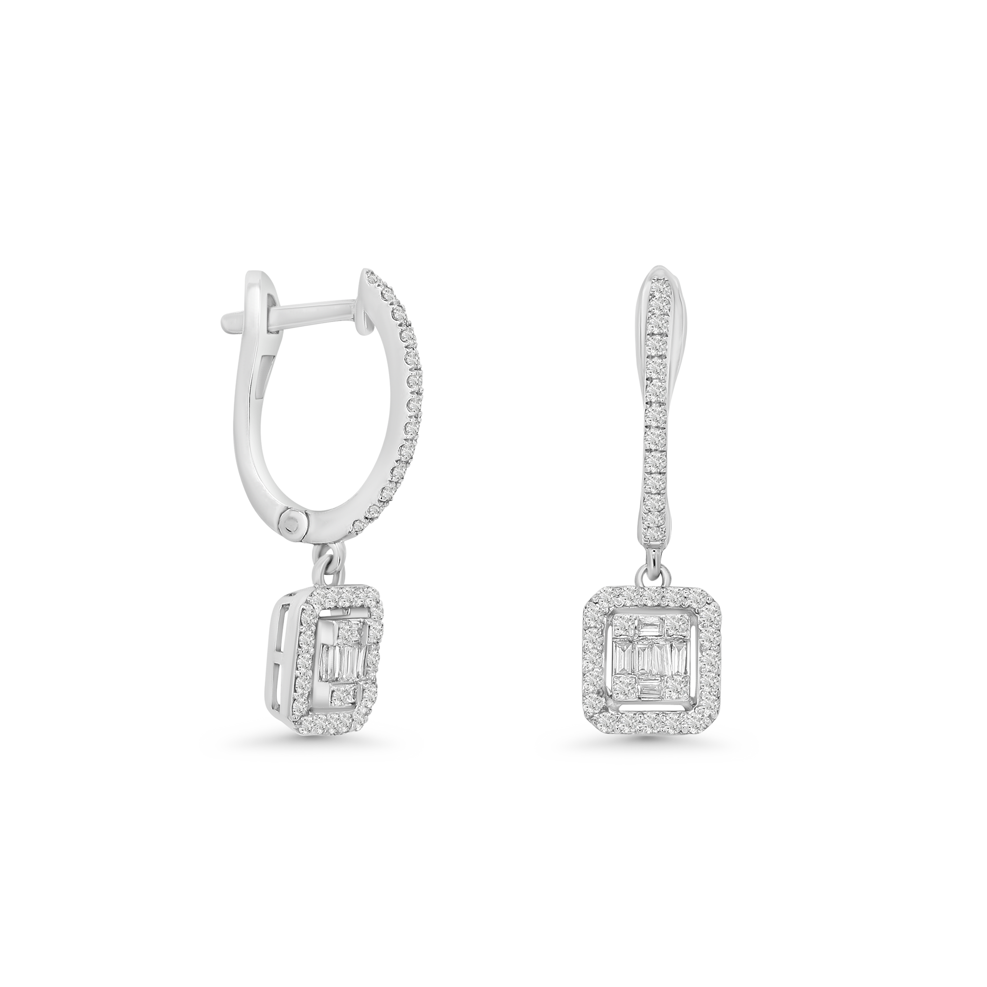 Square-Shaped Diamond Hoops