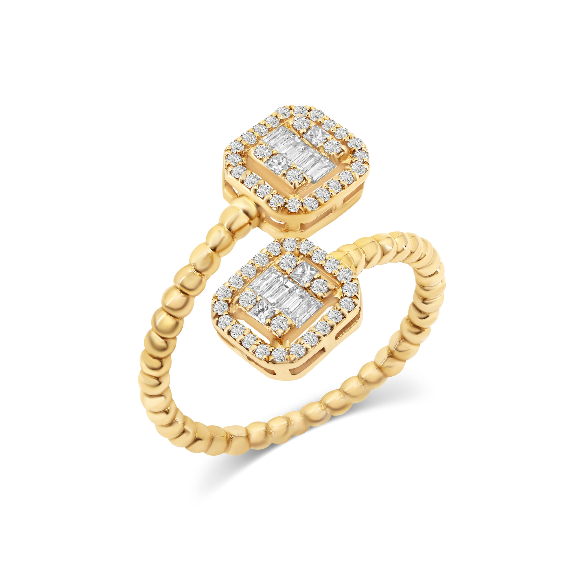 Emerald-Shaped Open Diamond Ring