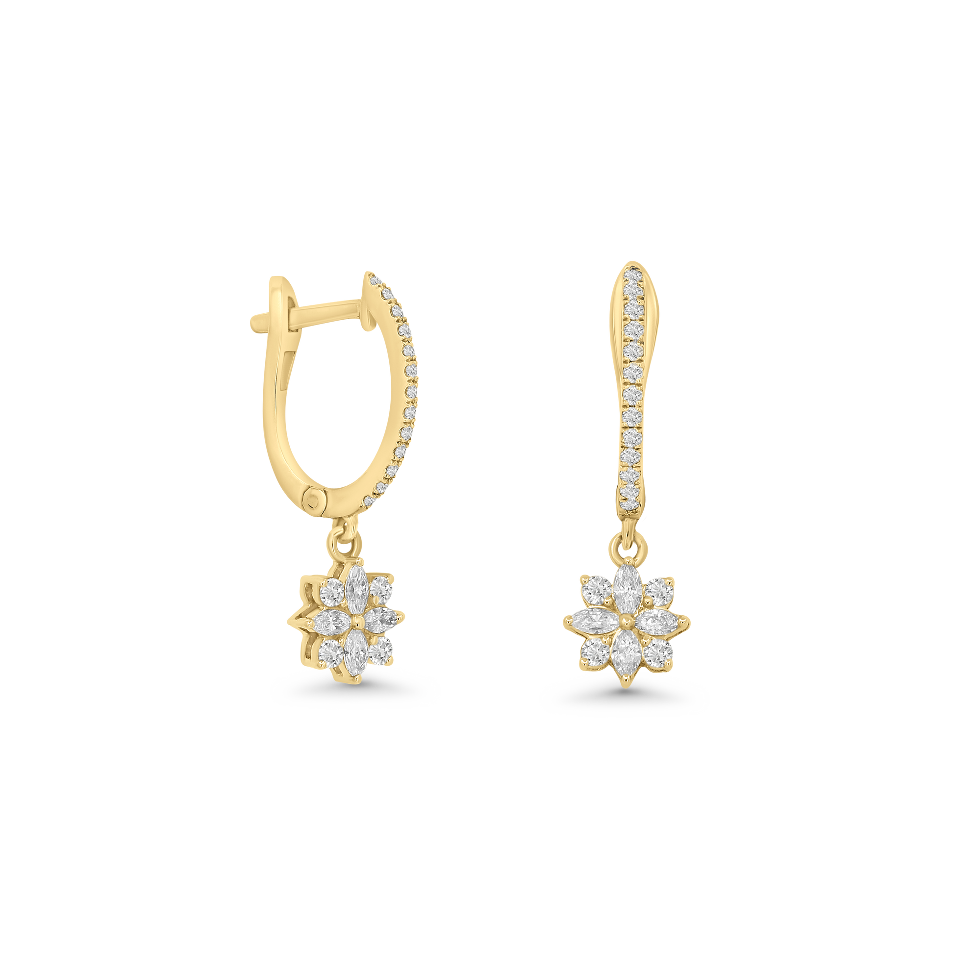 Flower Diamond Hoops