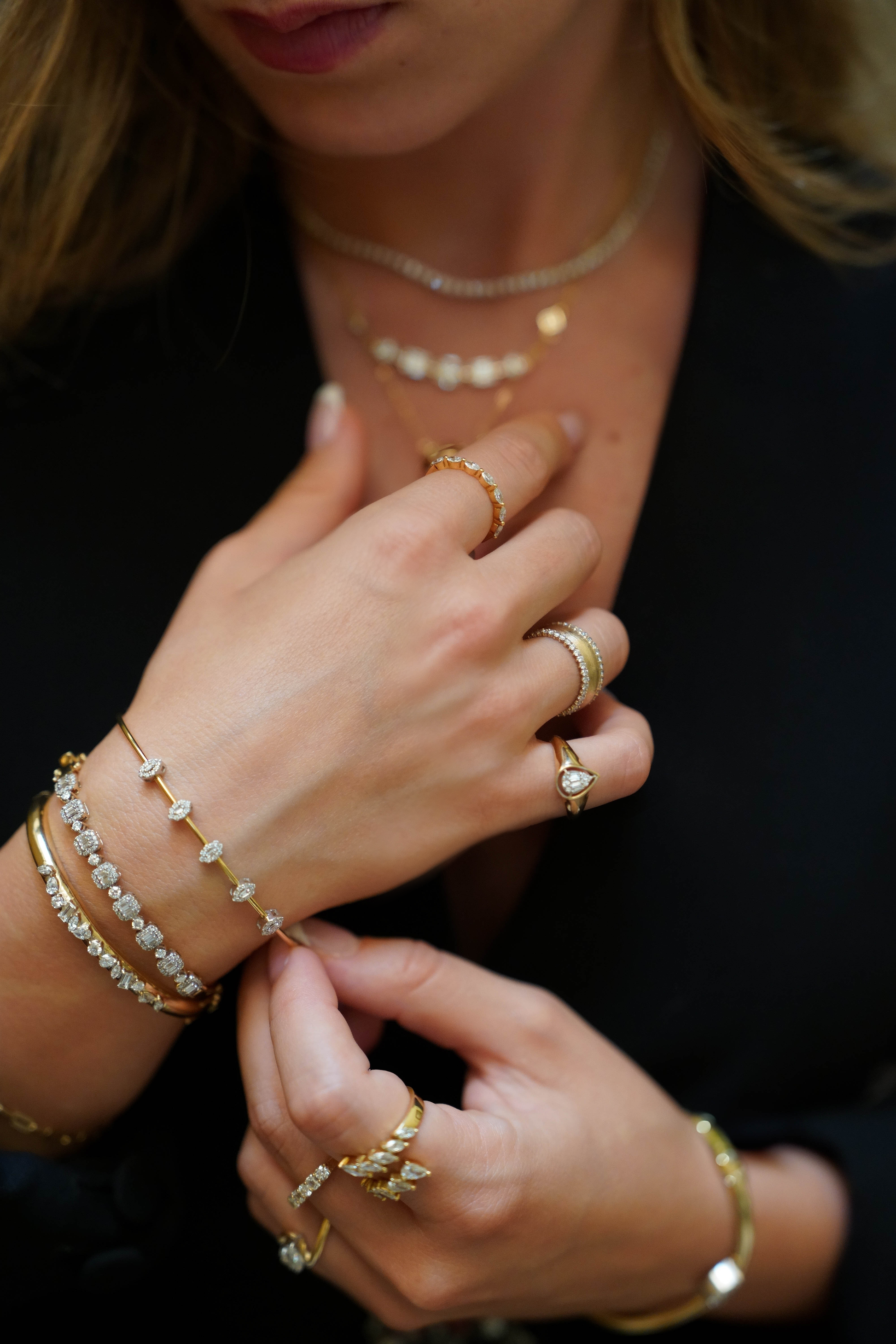 Multi-Shaped Flow Diamond Bangle