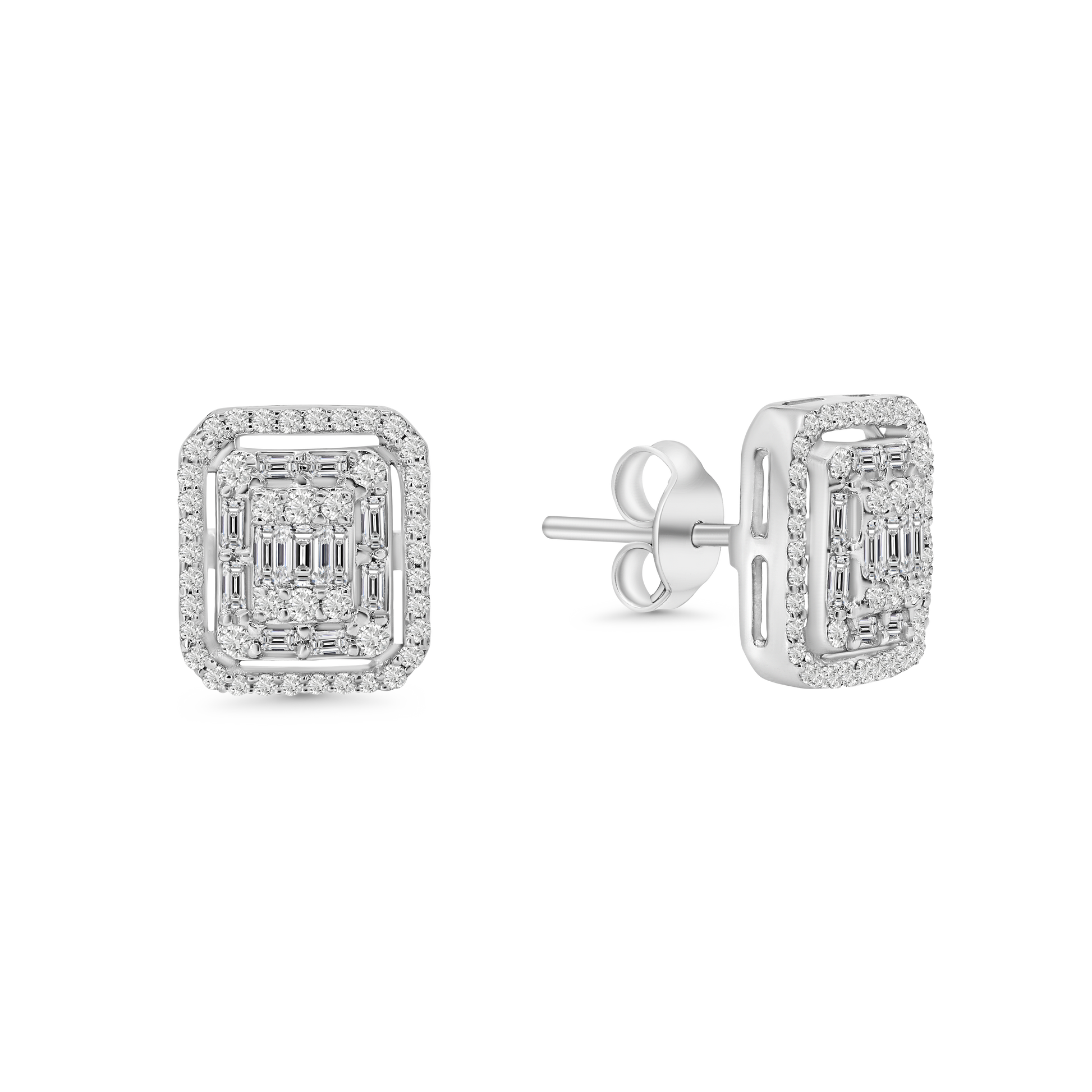 Emerald-Shaped Diamond Earrings