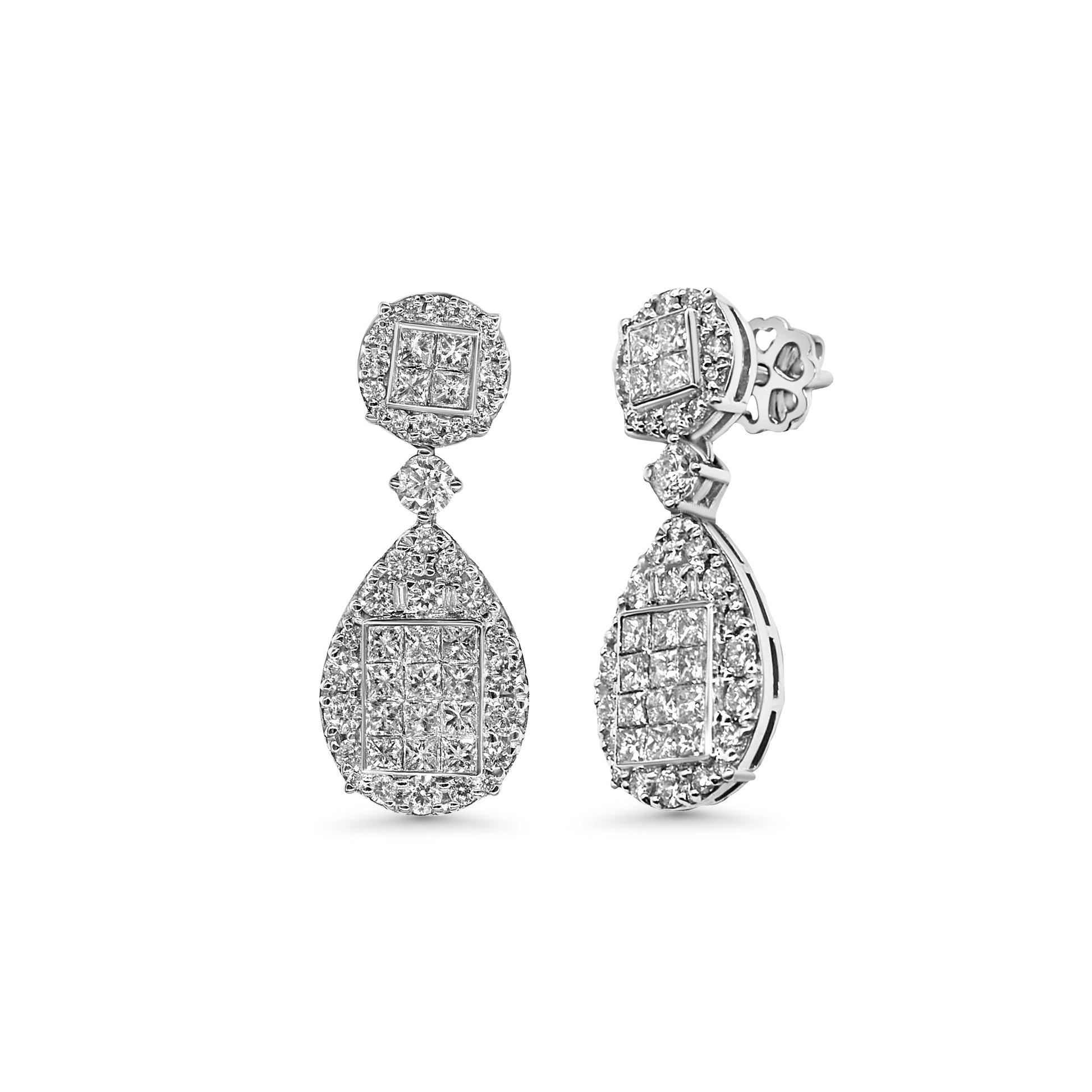 Pear Cluster Diamond Earrings