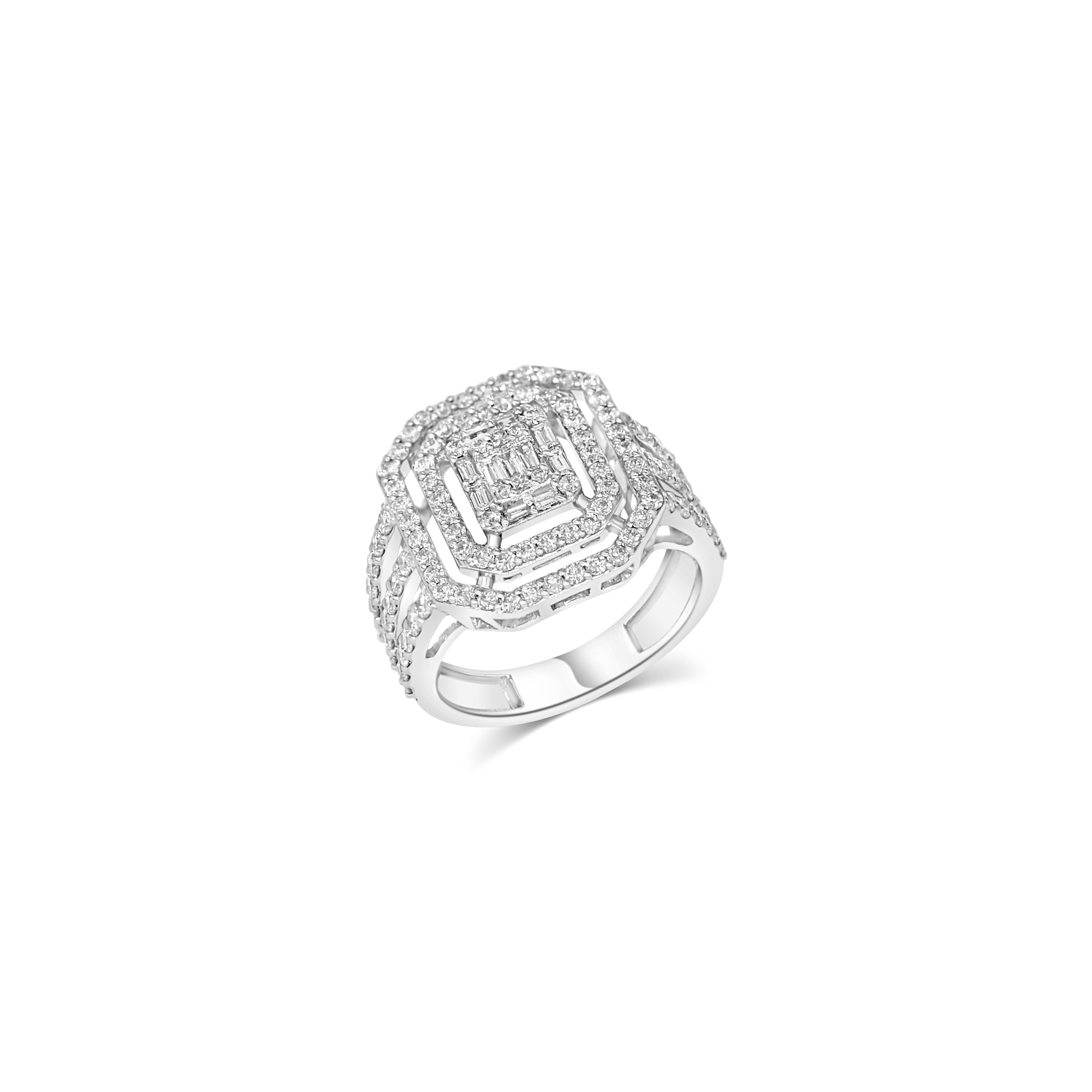 Multi-Tier Emerald-Shaped Diamond Ring