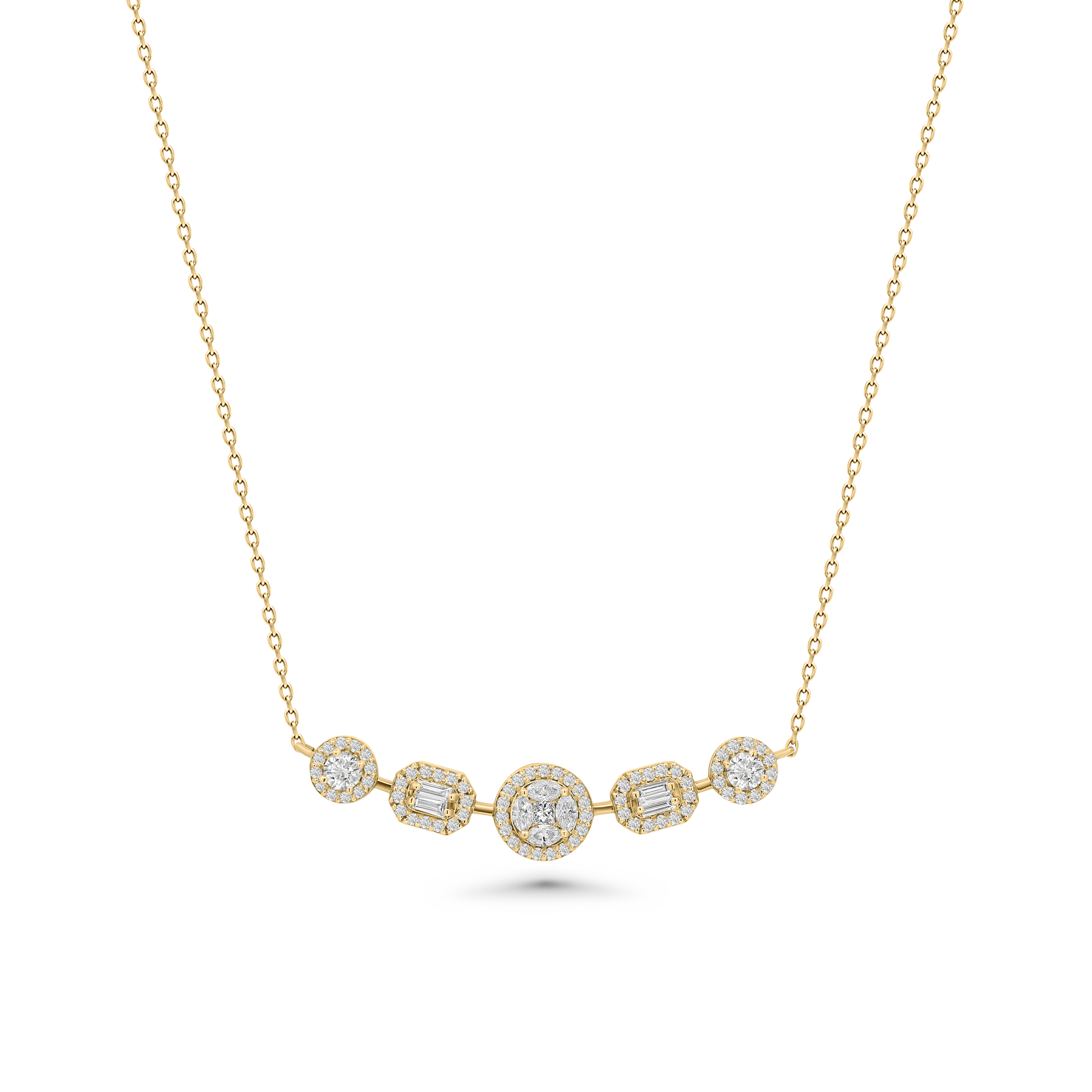 Multi-Shaped Cluster Diamond Necklace
