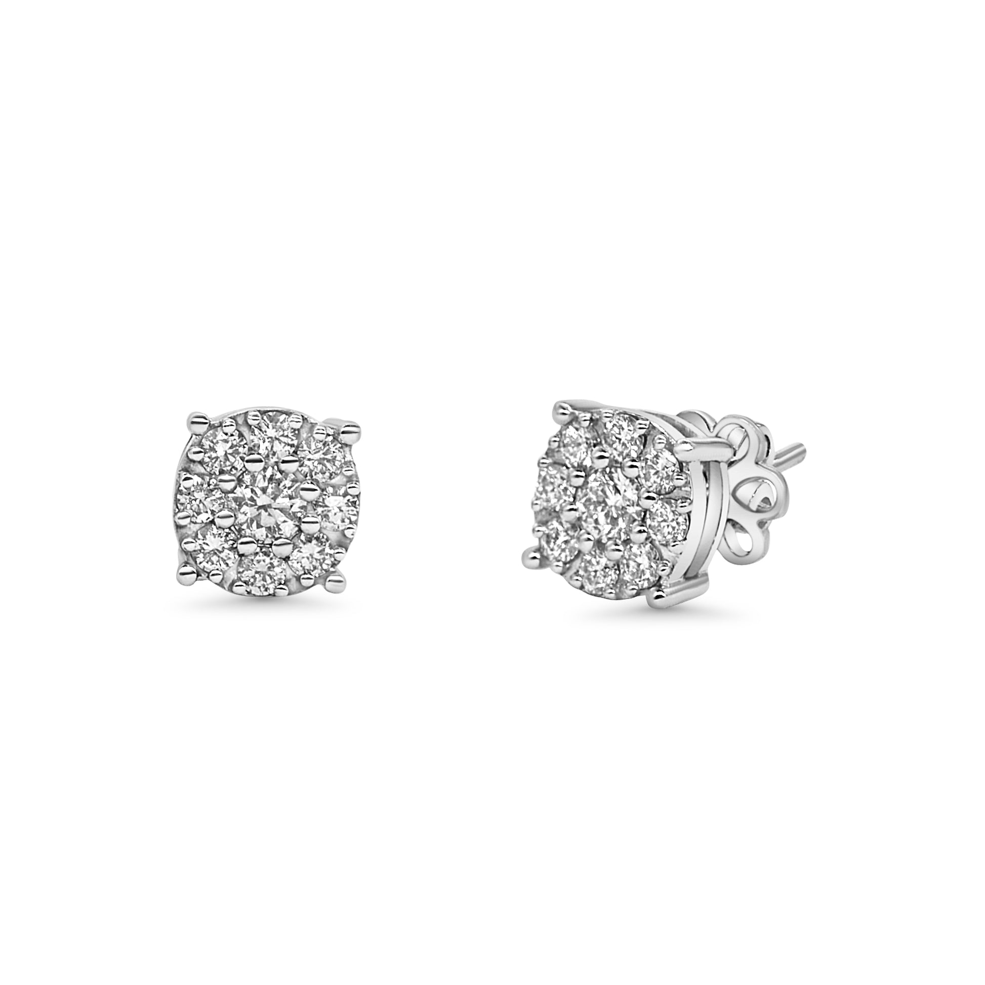 Round Cluster Diamond Earrings