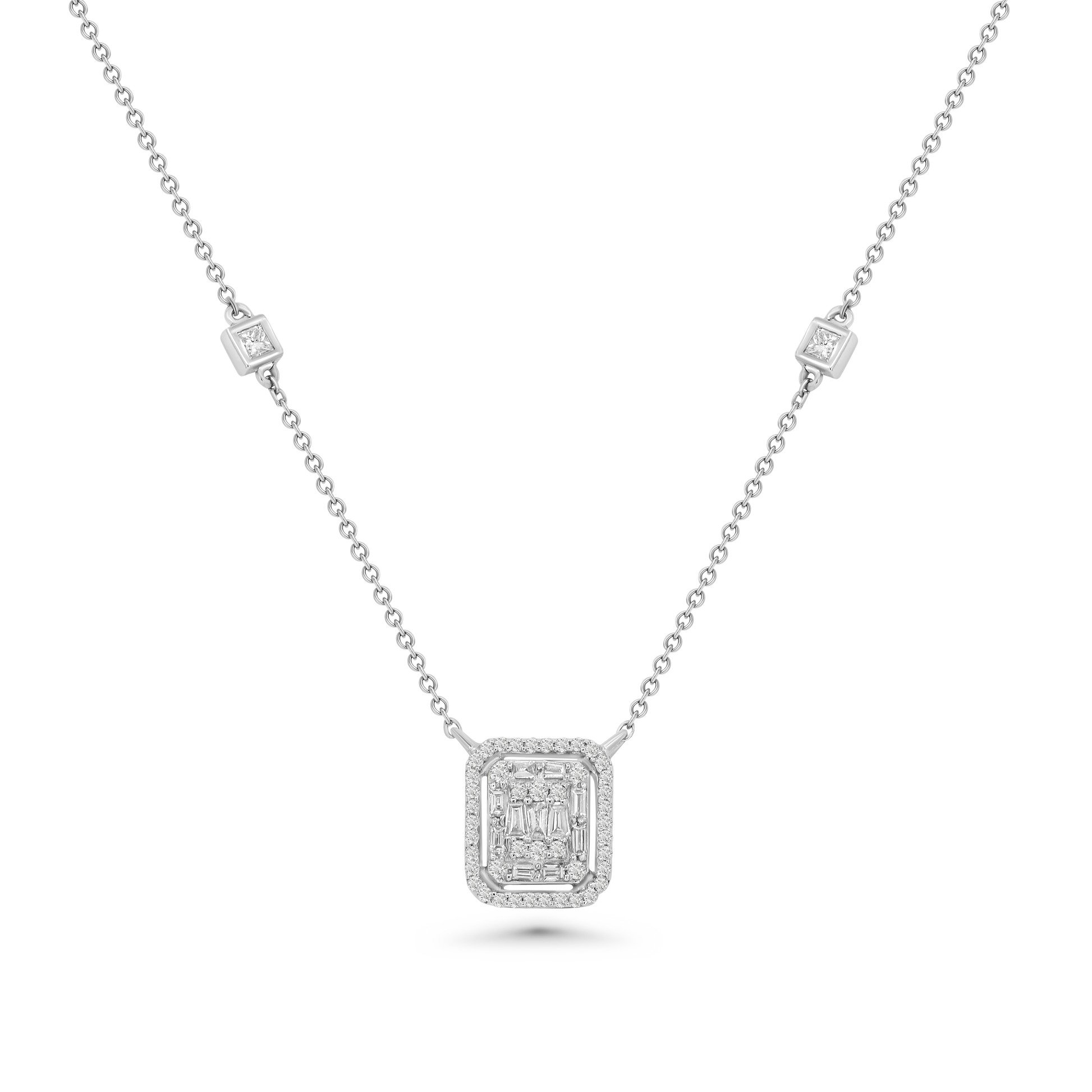 Emerald Cut Diamond Necklace