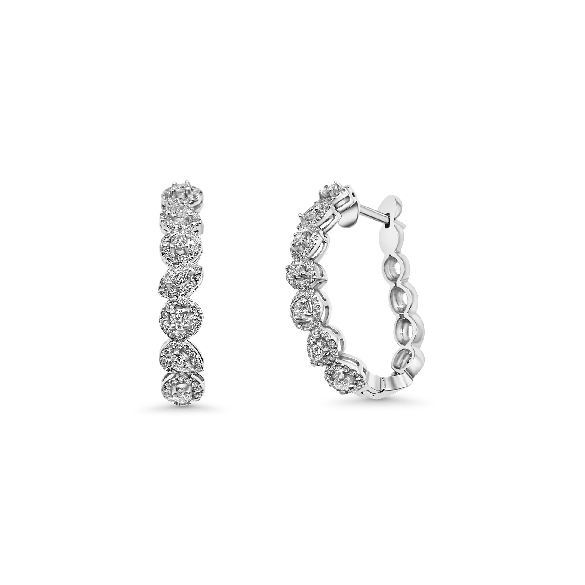 Multi-Shaped Halo Diamond Hoops