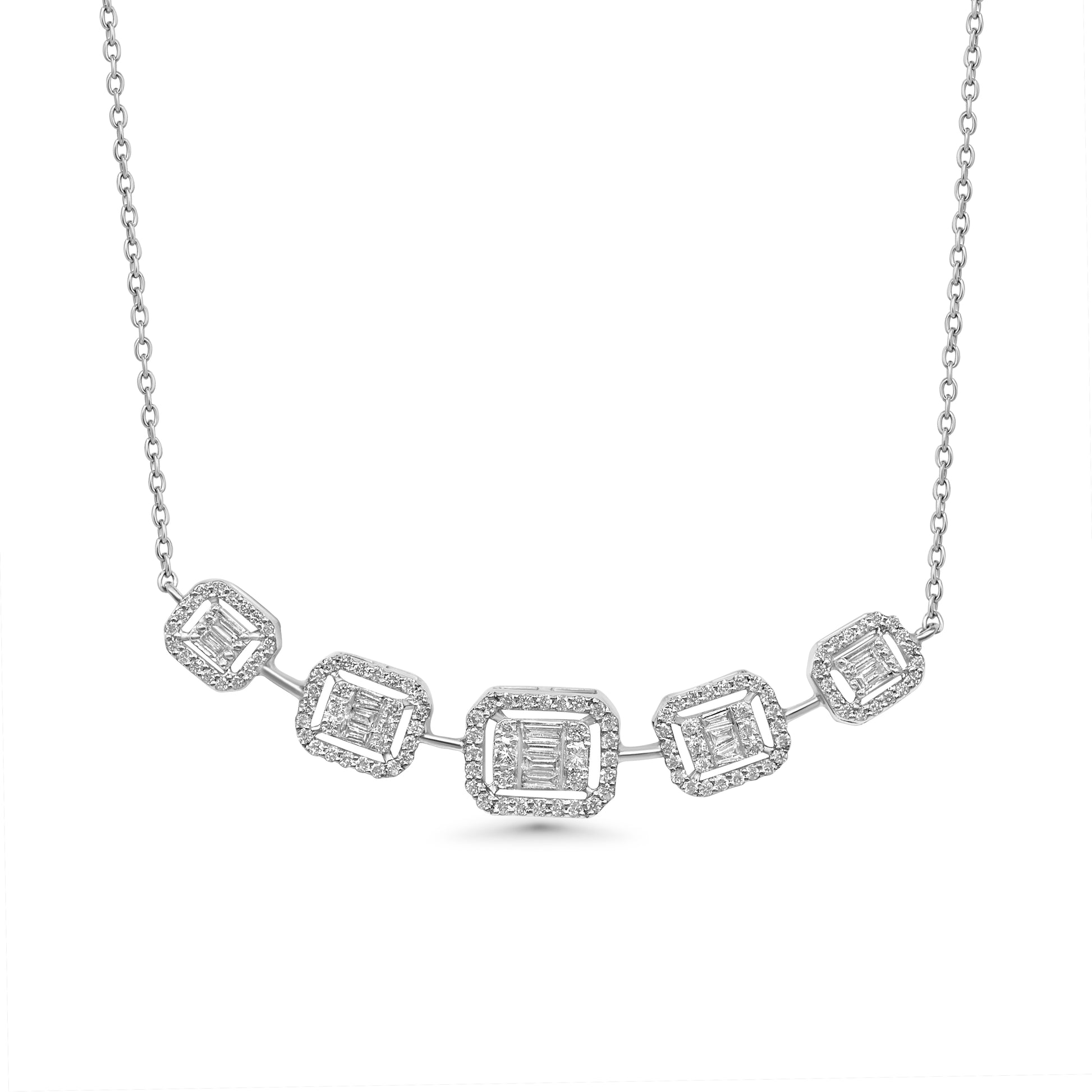 Emerald-Shaped Dégradé Diamond Necklace