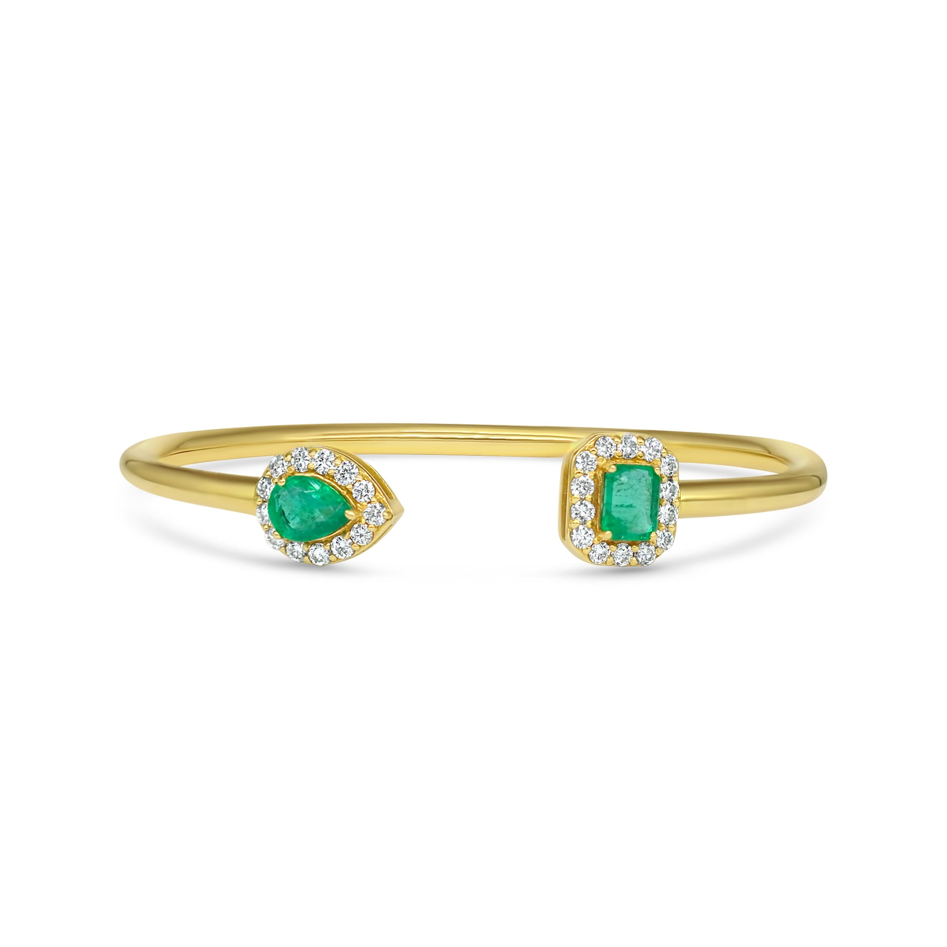 Emerald Multi-Shaped Open Bangle