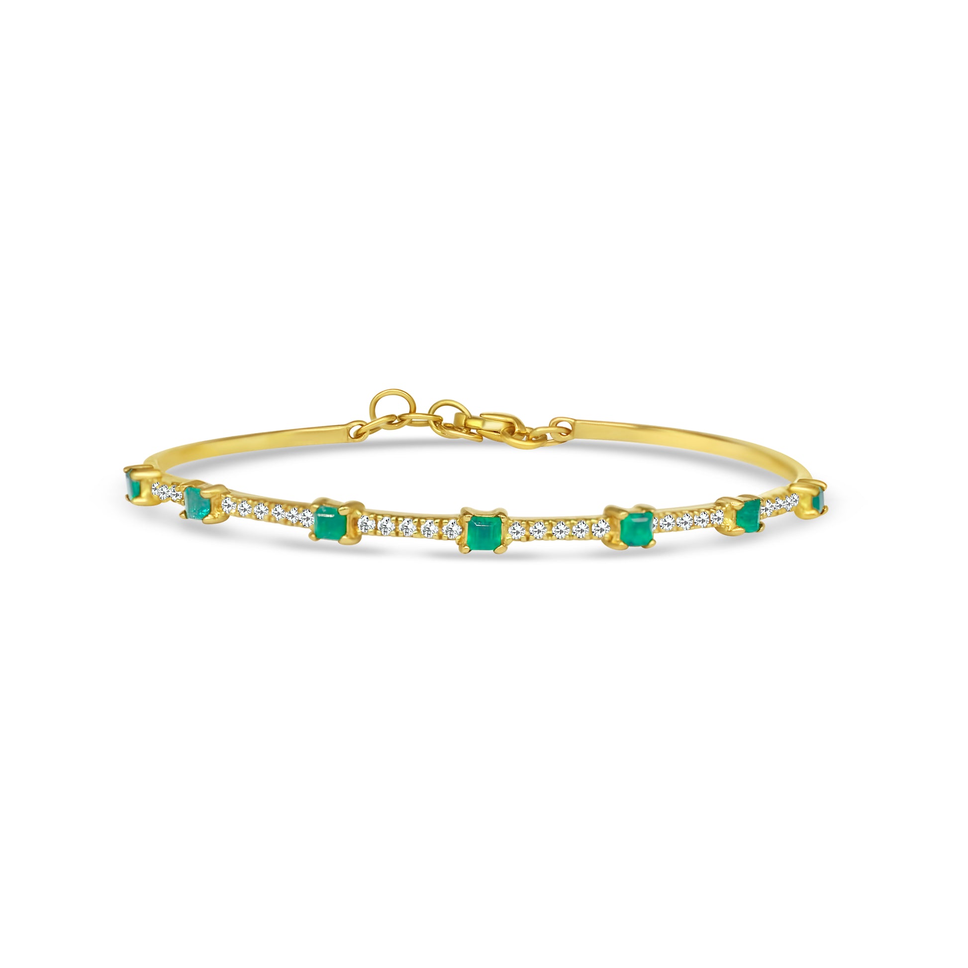 Emerald Diamond Row Bangle