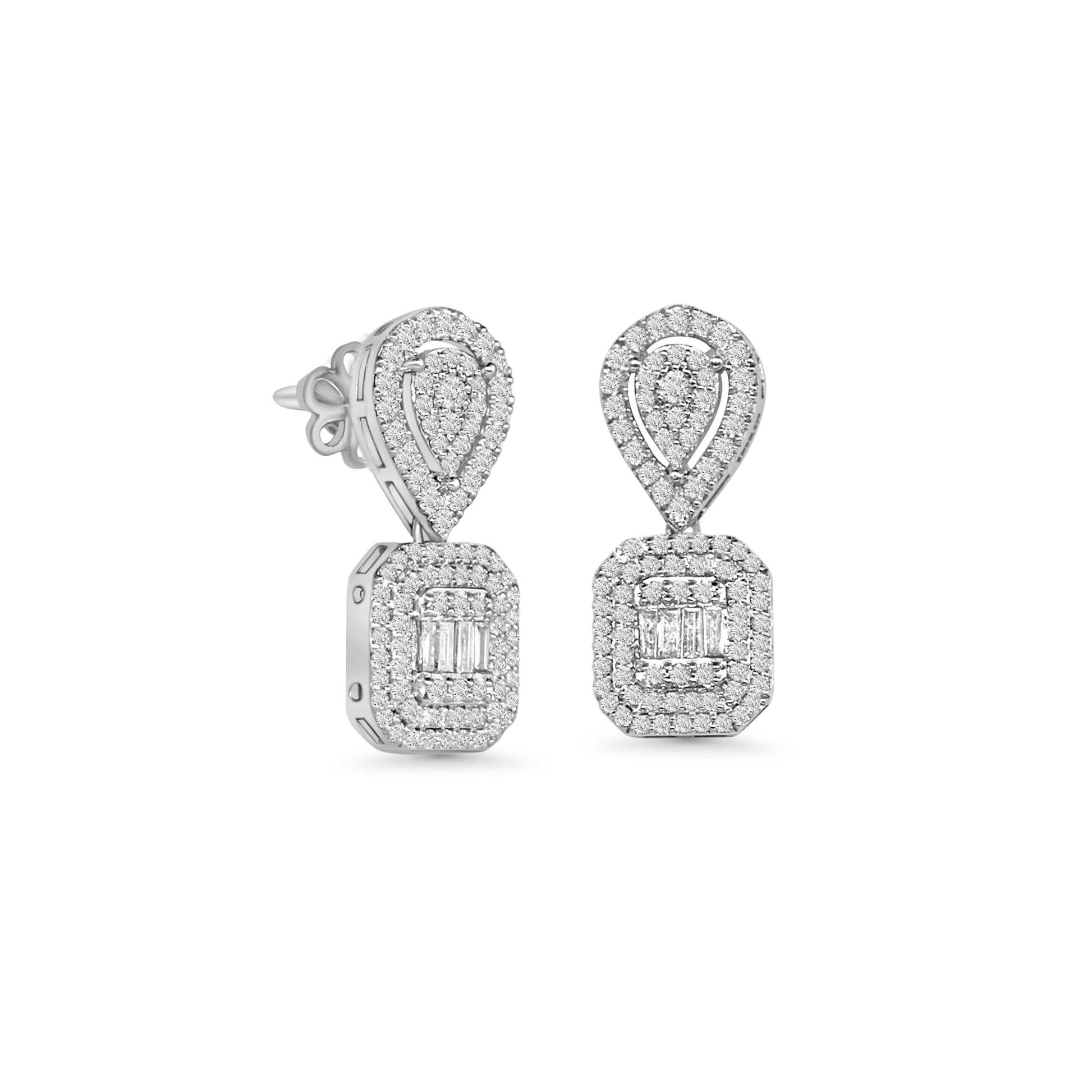 Pear & Emerald Halo Drop Earrings