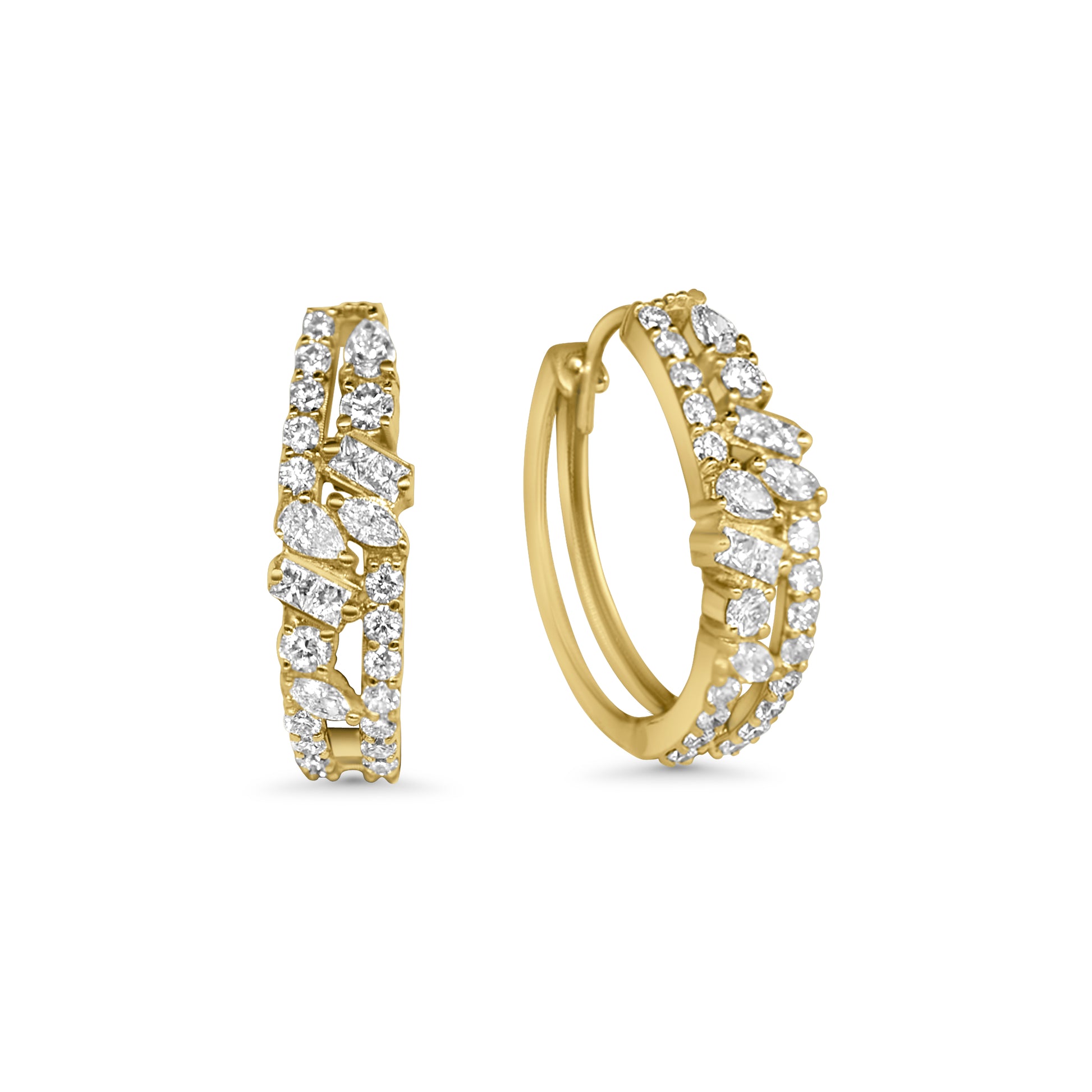 Golden Marquise Cluster Hoop Earrings