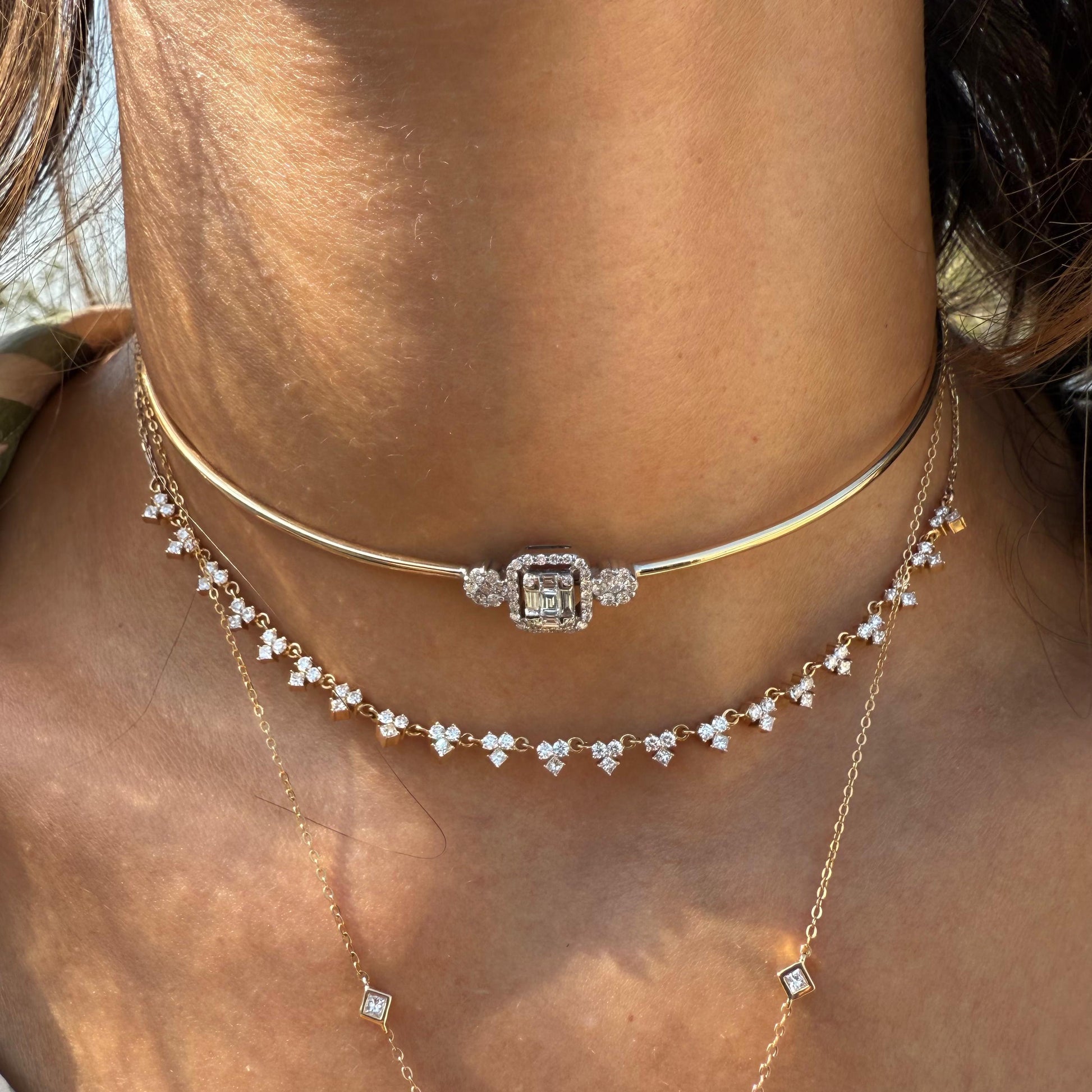 Starry Diamond Motif Necklace