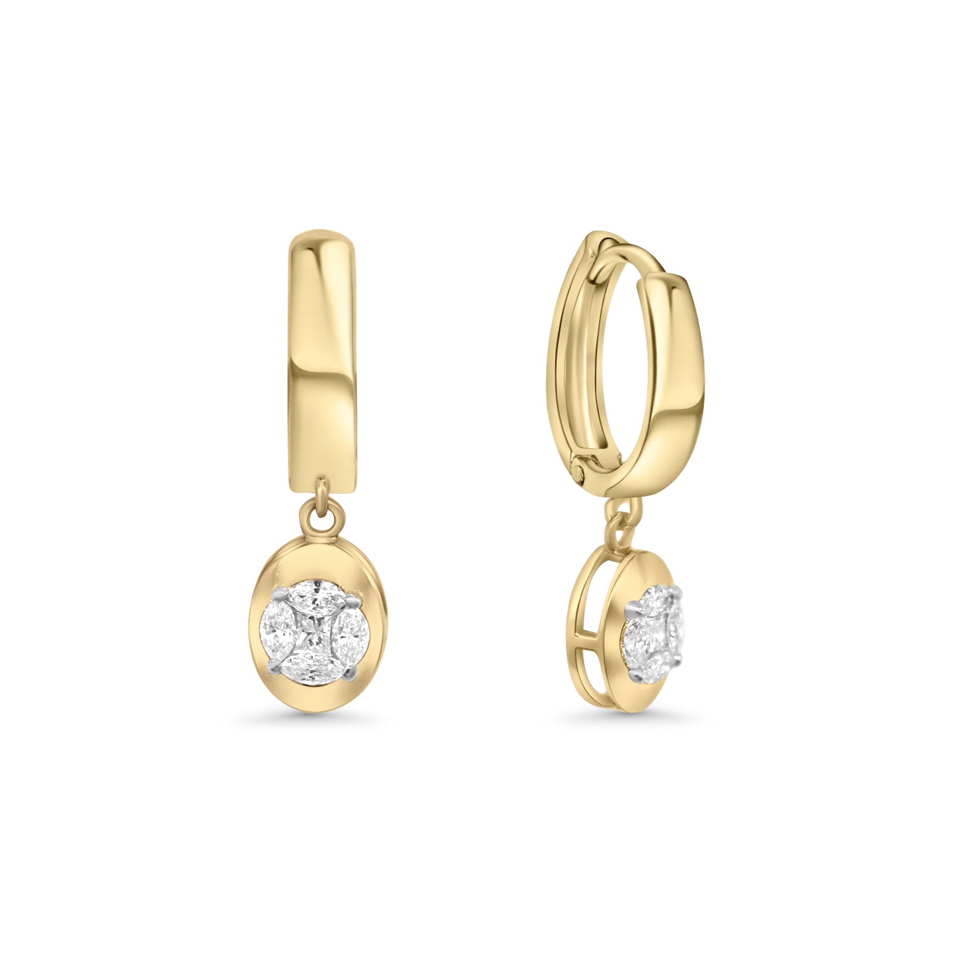 Golden Oval Diamond Drops