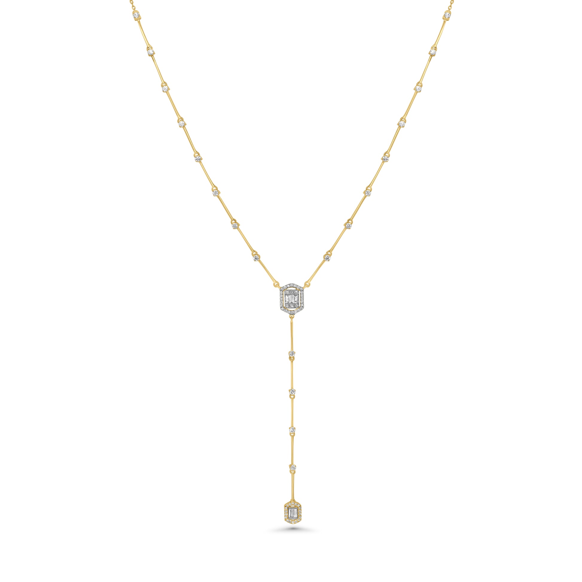 Emerald-Cut Diamond Drop Necklace