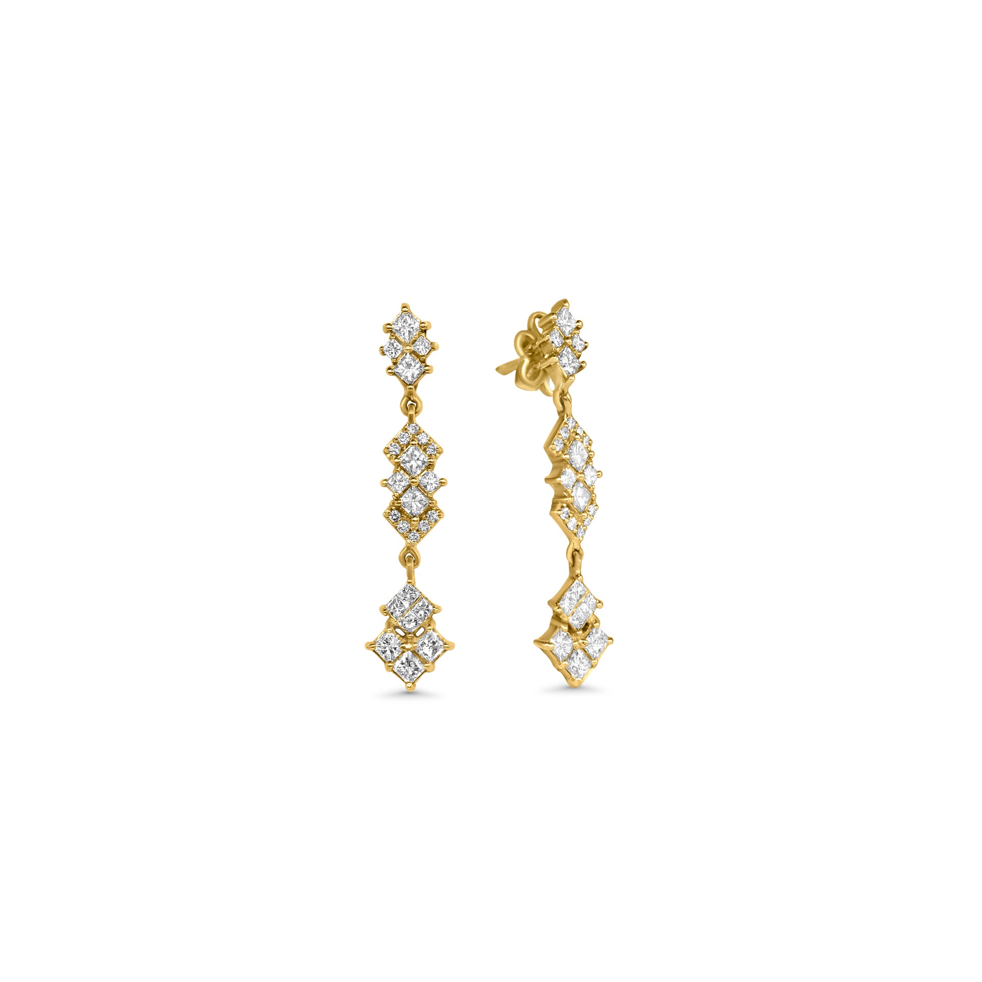 Golden Geometric Cascade Earrings