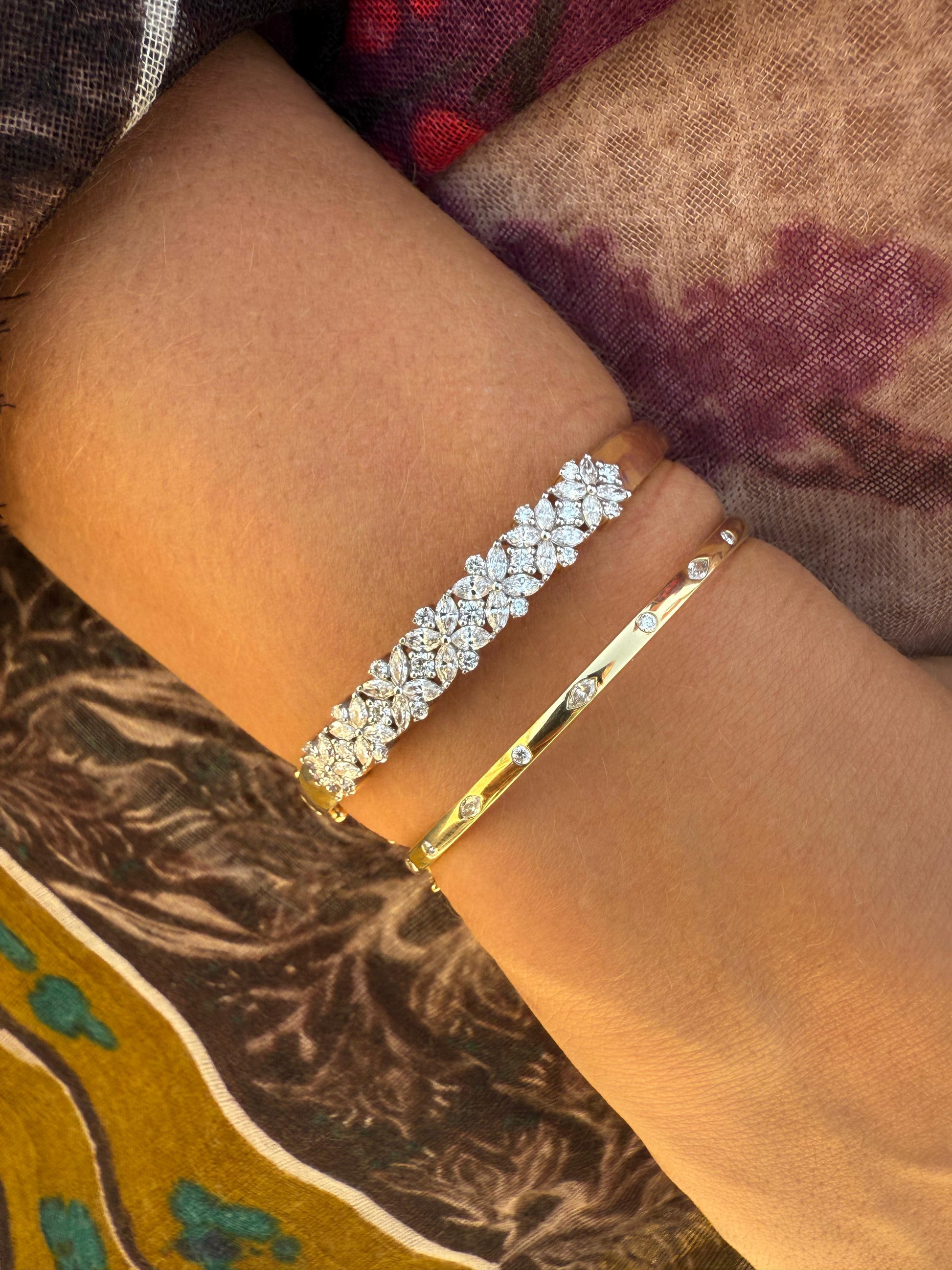 Floral Brilliance Diamond Bangle