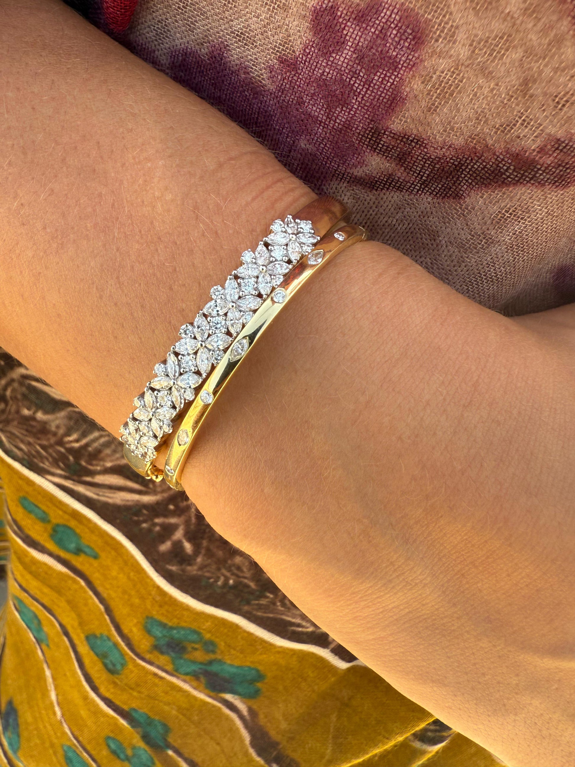 Floral Brilliance Diamond Bangle