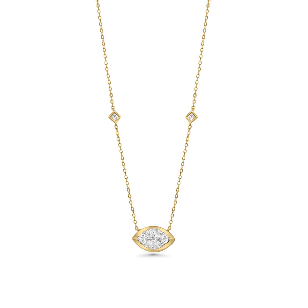 Golden Marquise Diamond Necklace