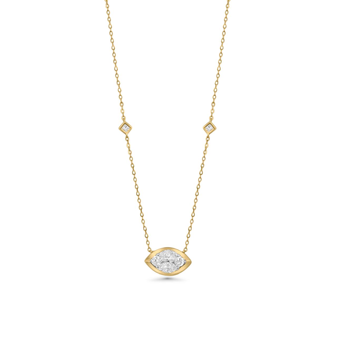 Golden Marquise Diamond Necklace