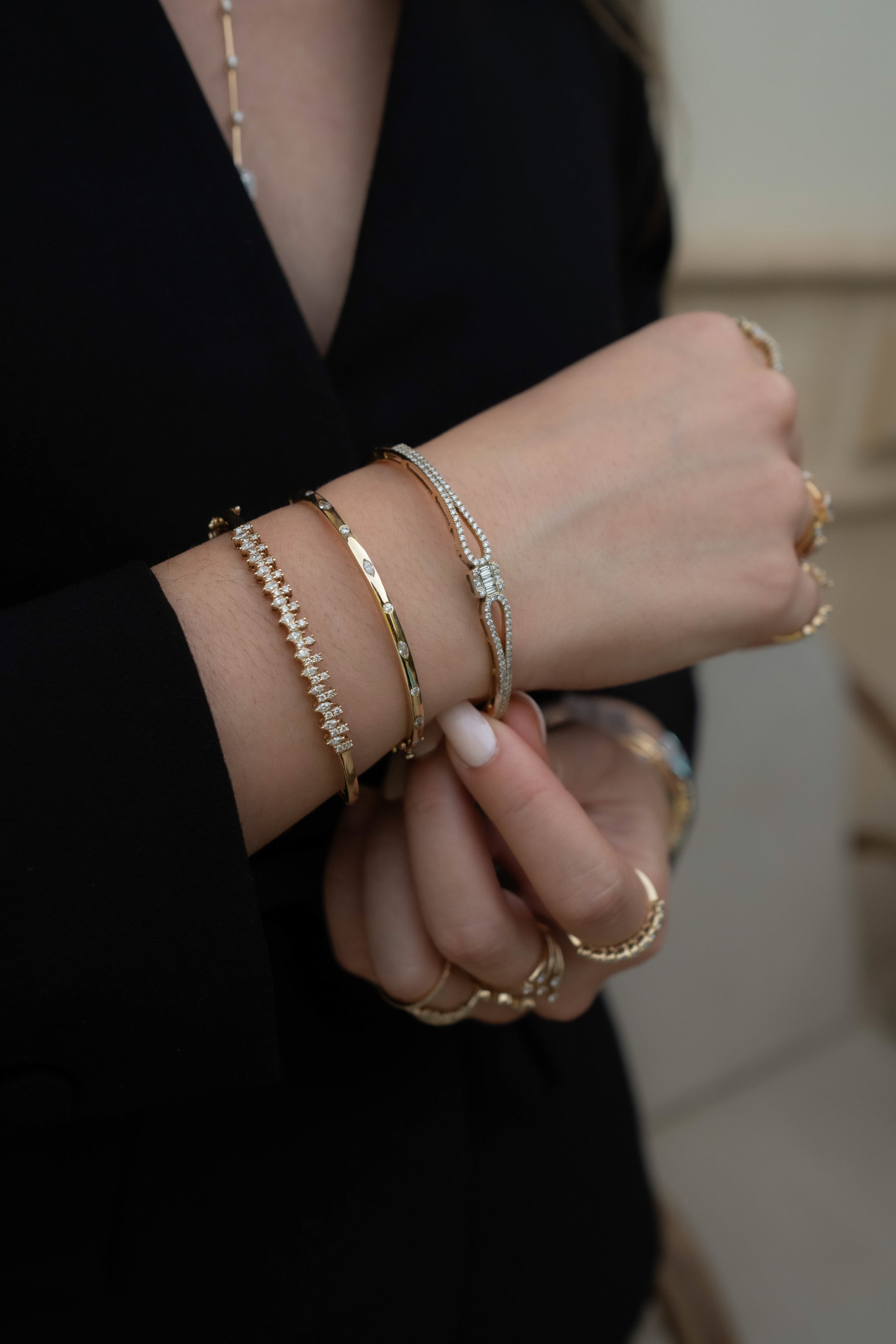 Classic Diamond Dot and marquise Bangle