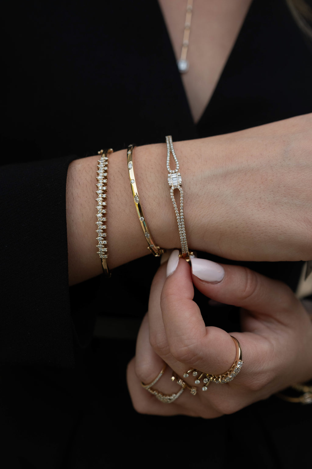 Classic Diamond Dot and marquise Bangle