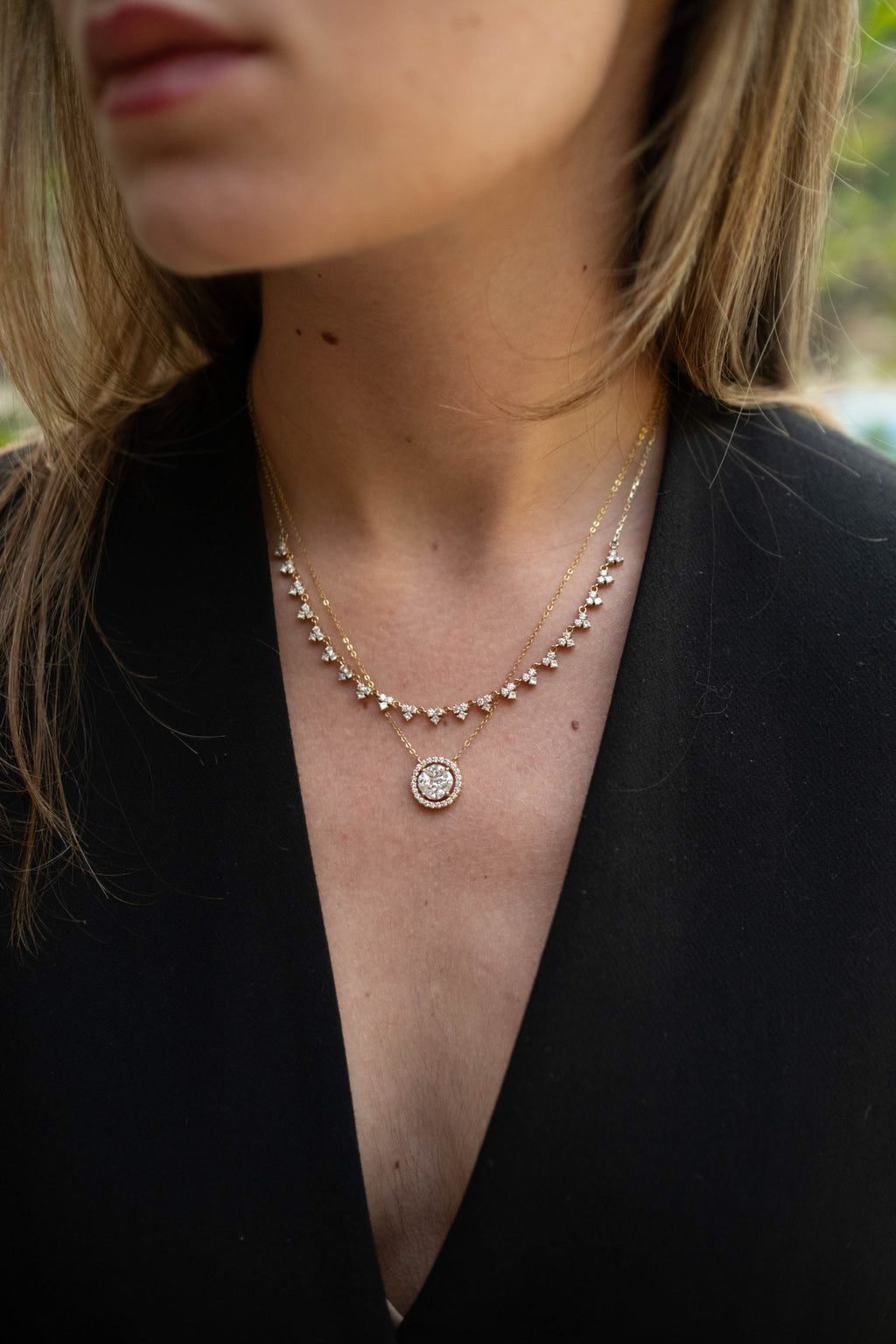 Halo Cluster Diamond Pendant