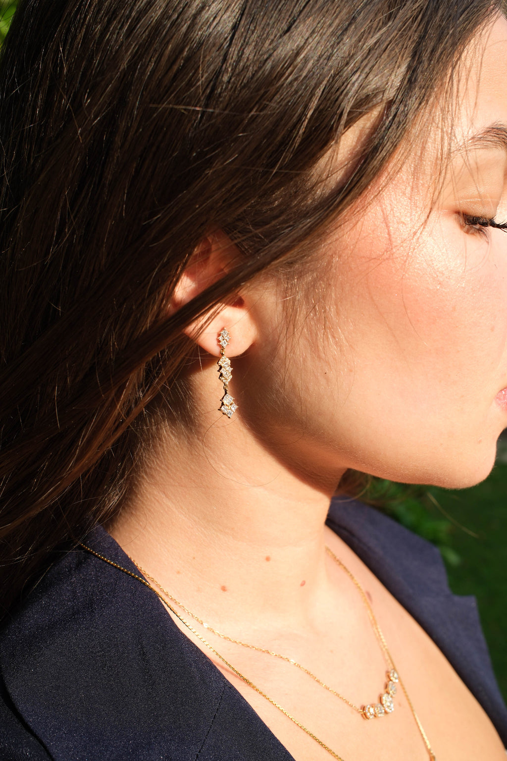 Golden Geometric Cascade Earrings