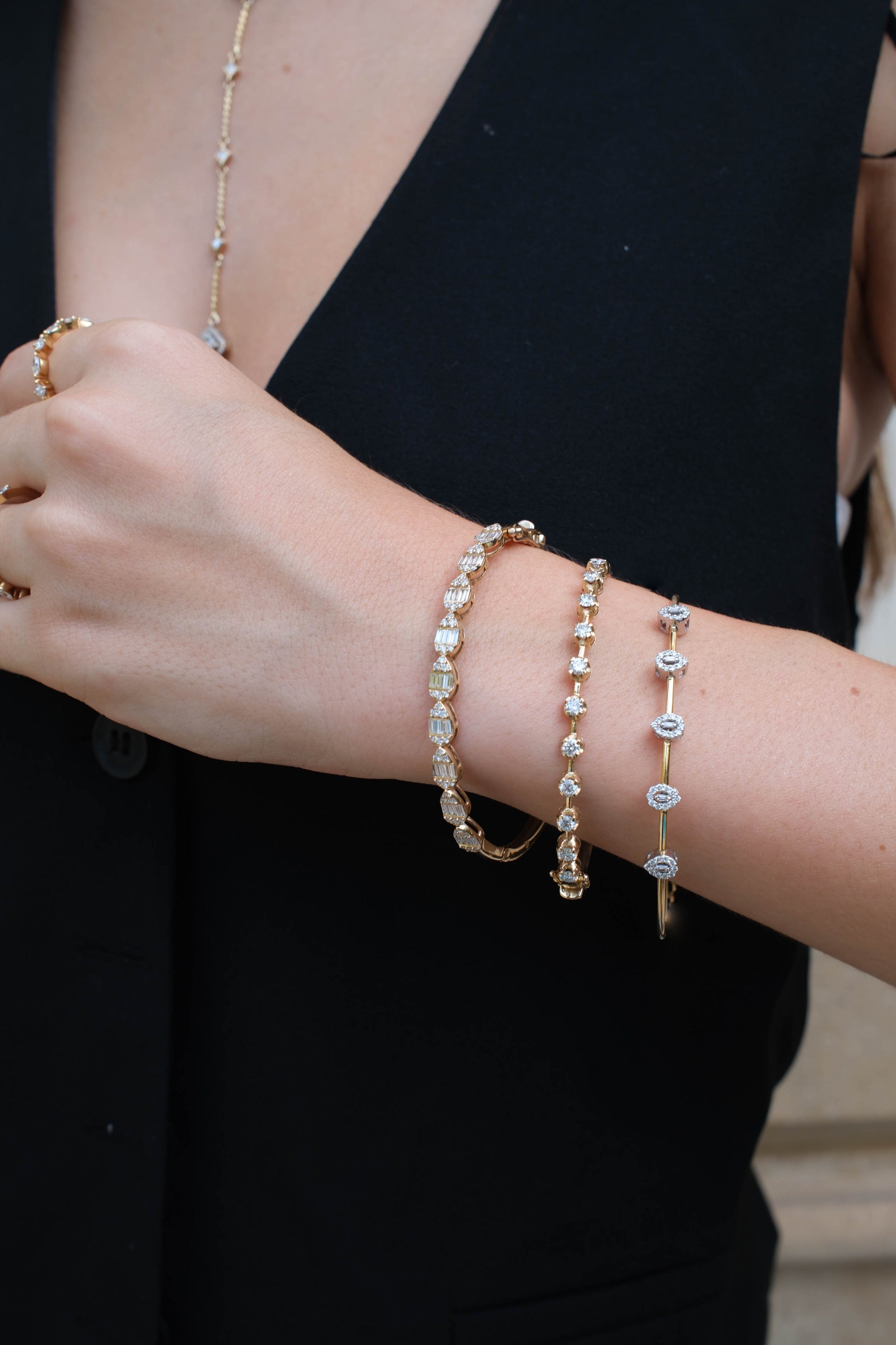 Pear Charm Diamond Bangle