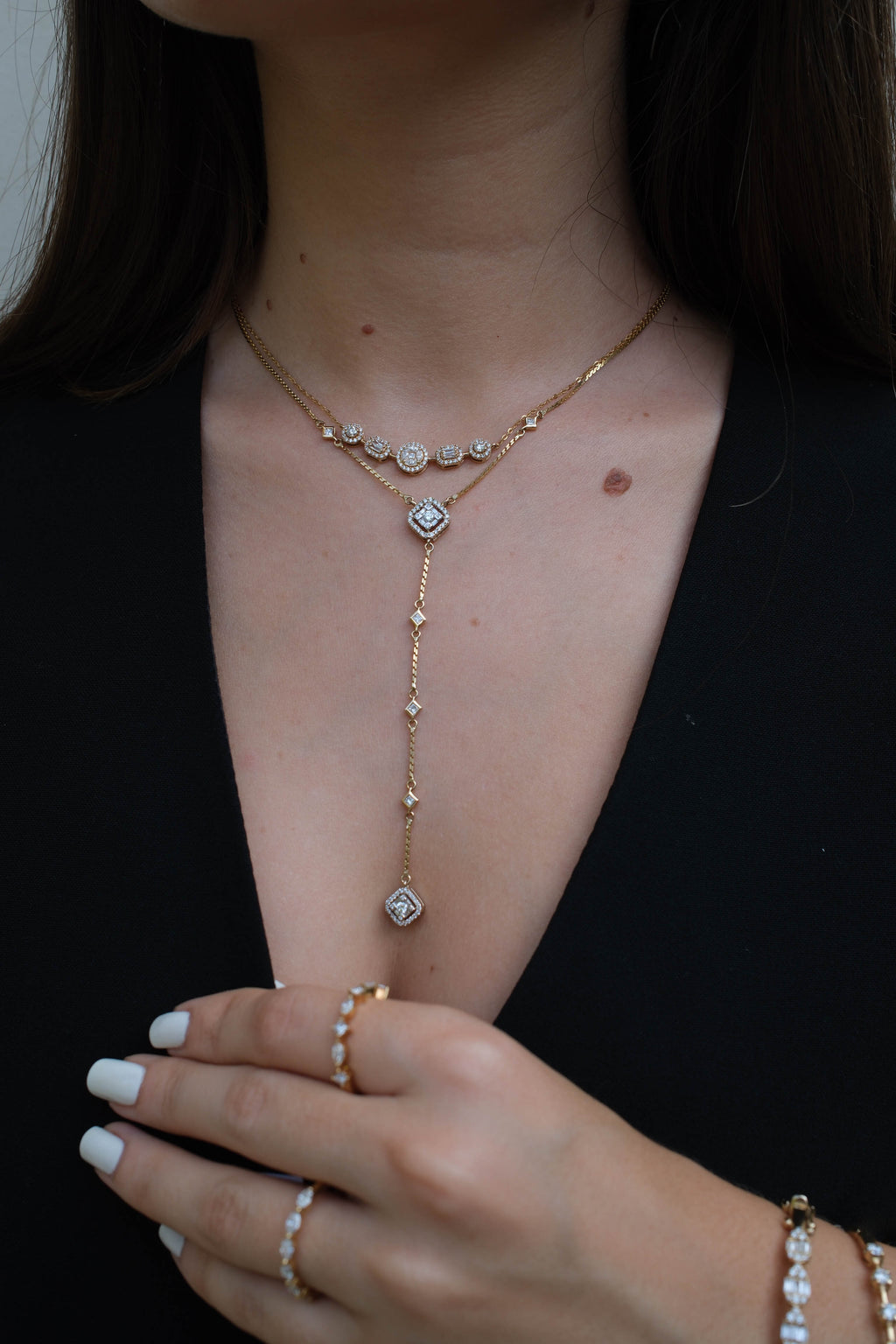 Multi-Shaped Cluster Diamond Necklace
