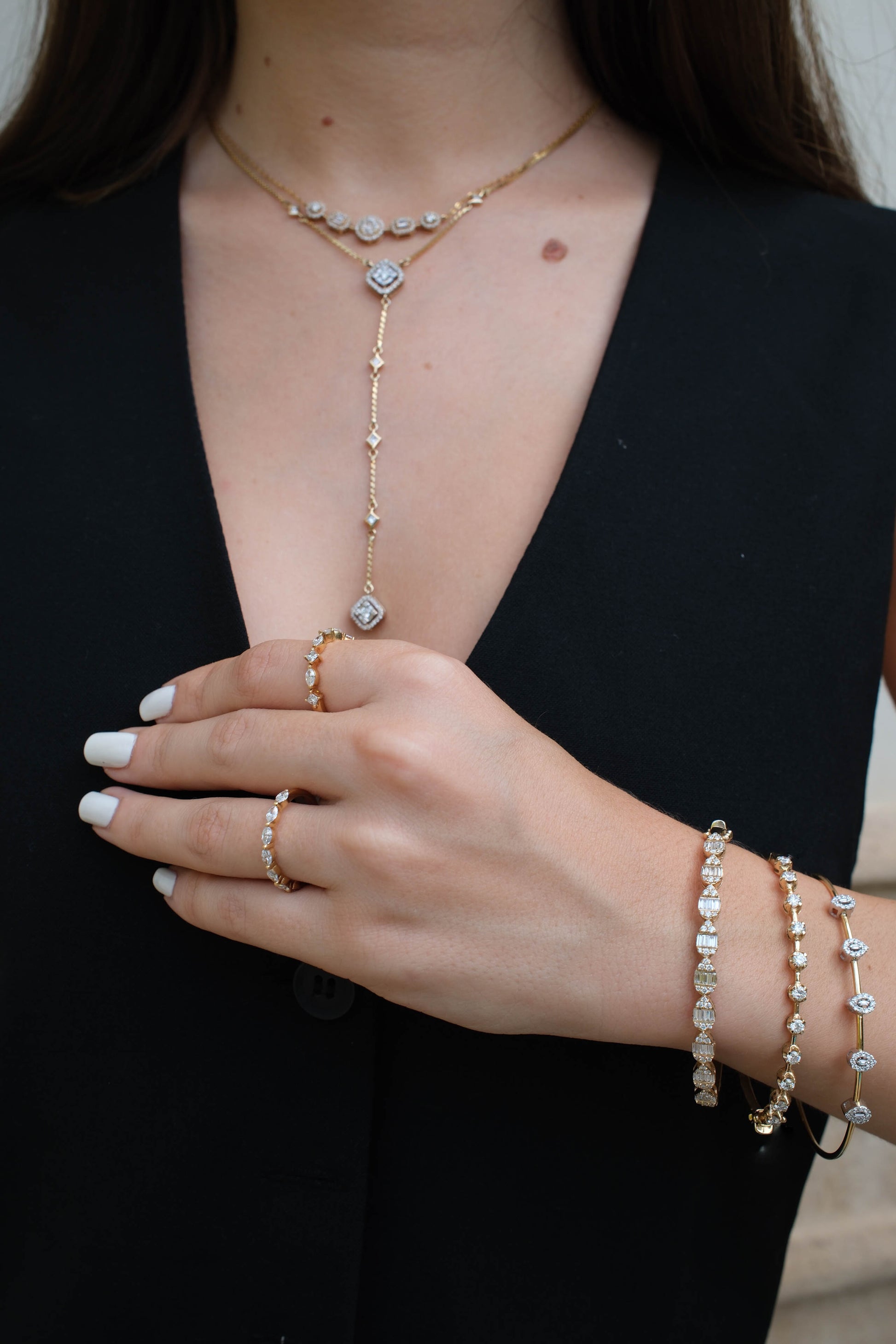 Pear Charm Diamond Bangle