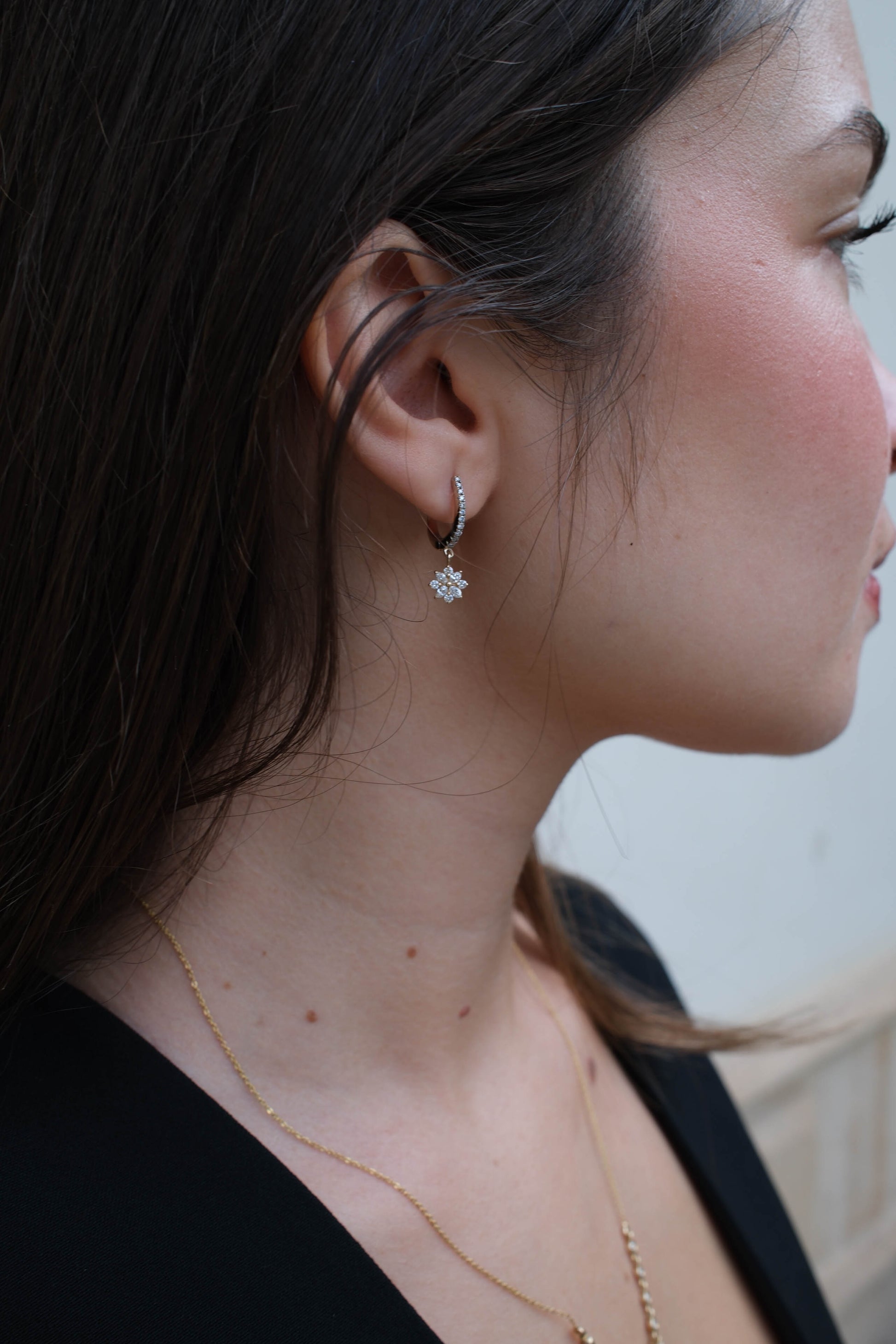 Flower Diamond Hoops