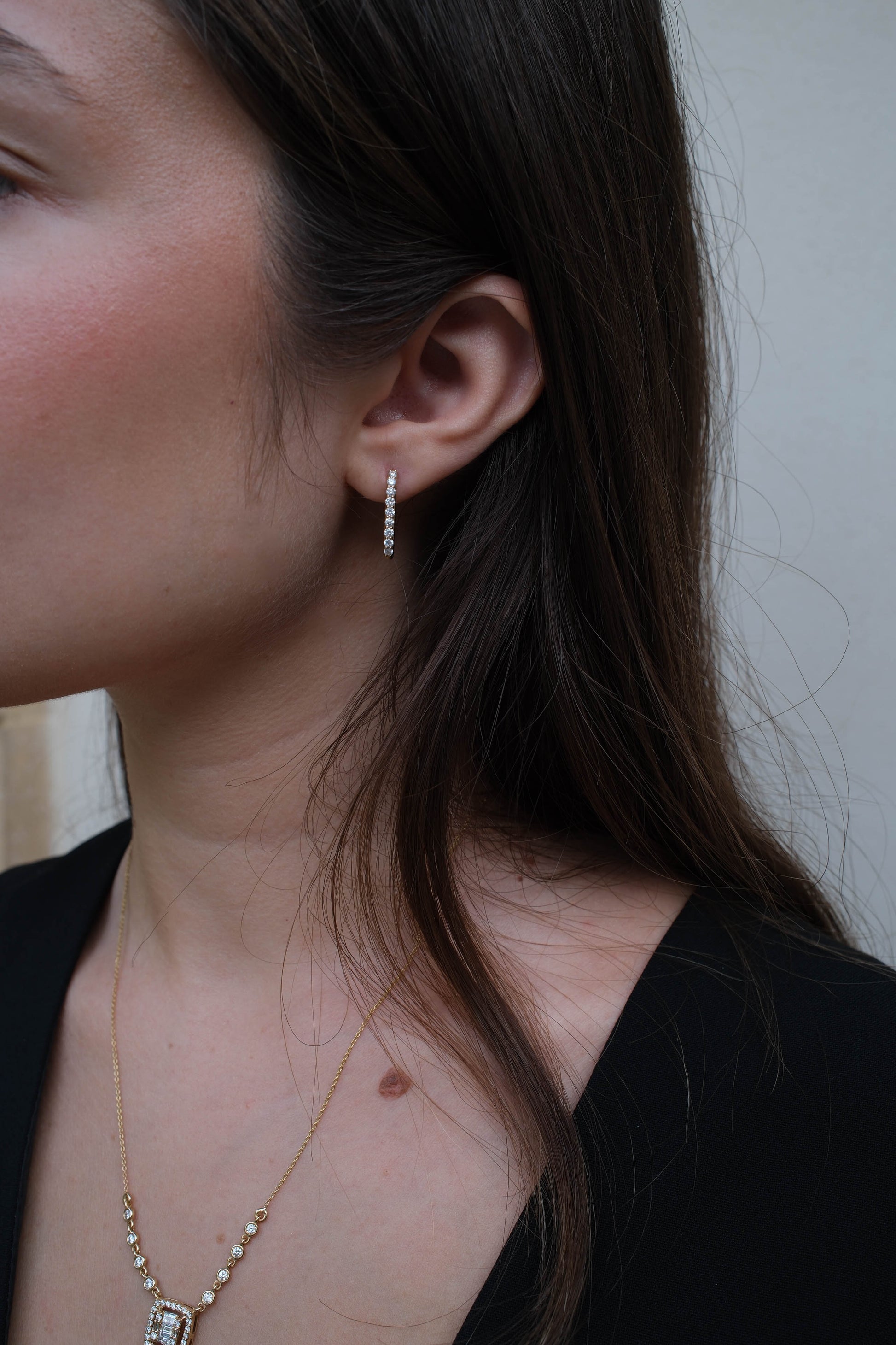 Rectangular Diamond Hoops