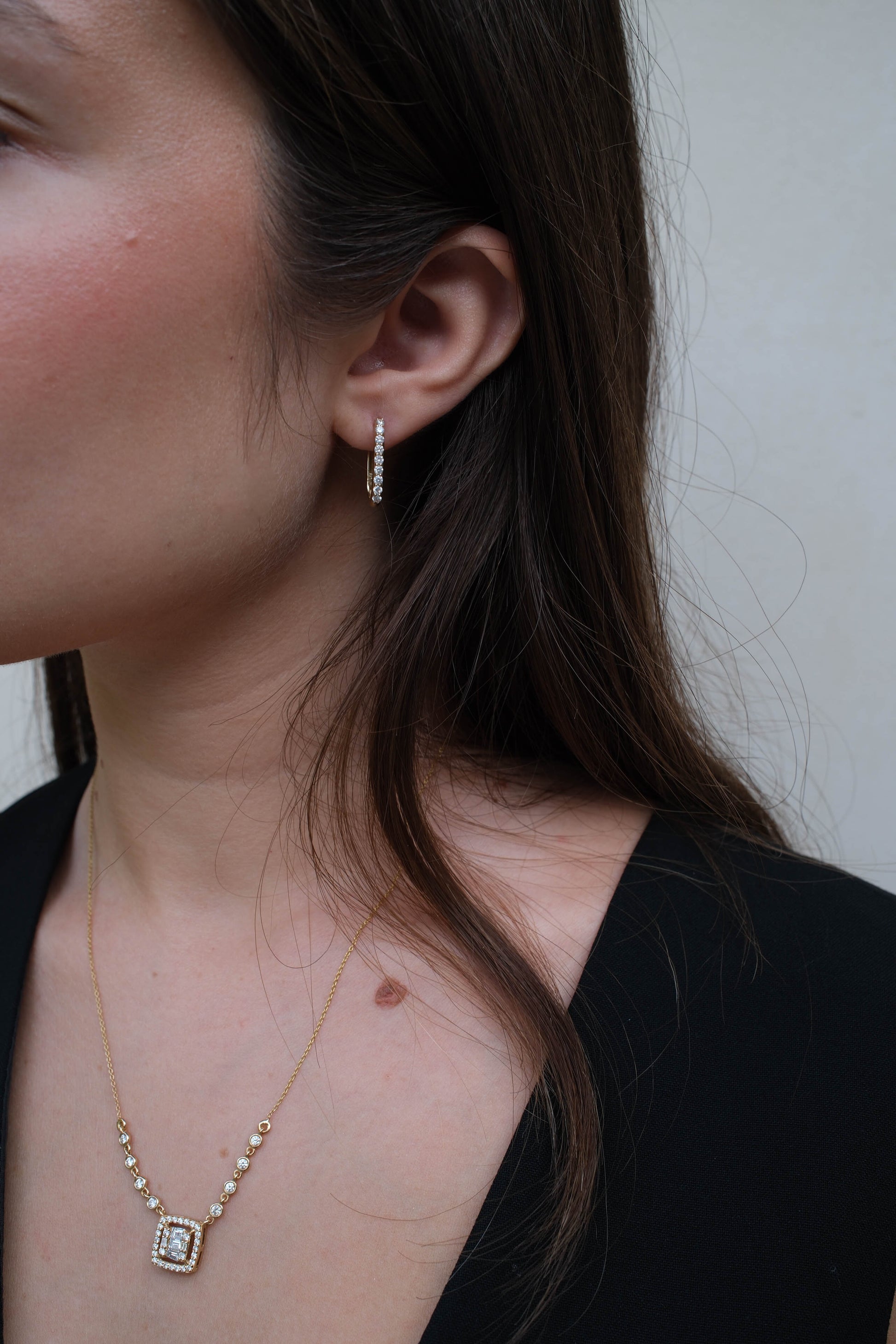 Rectangular Diamond Hoops