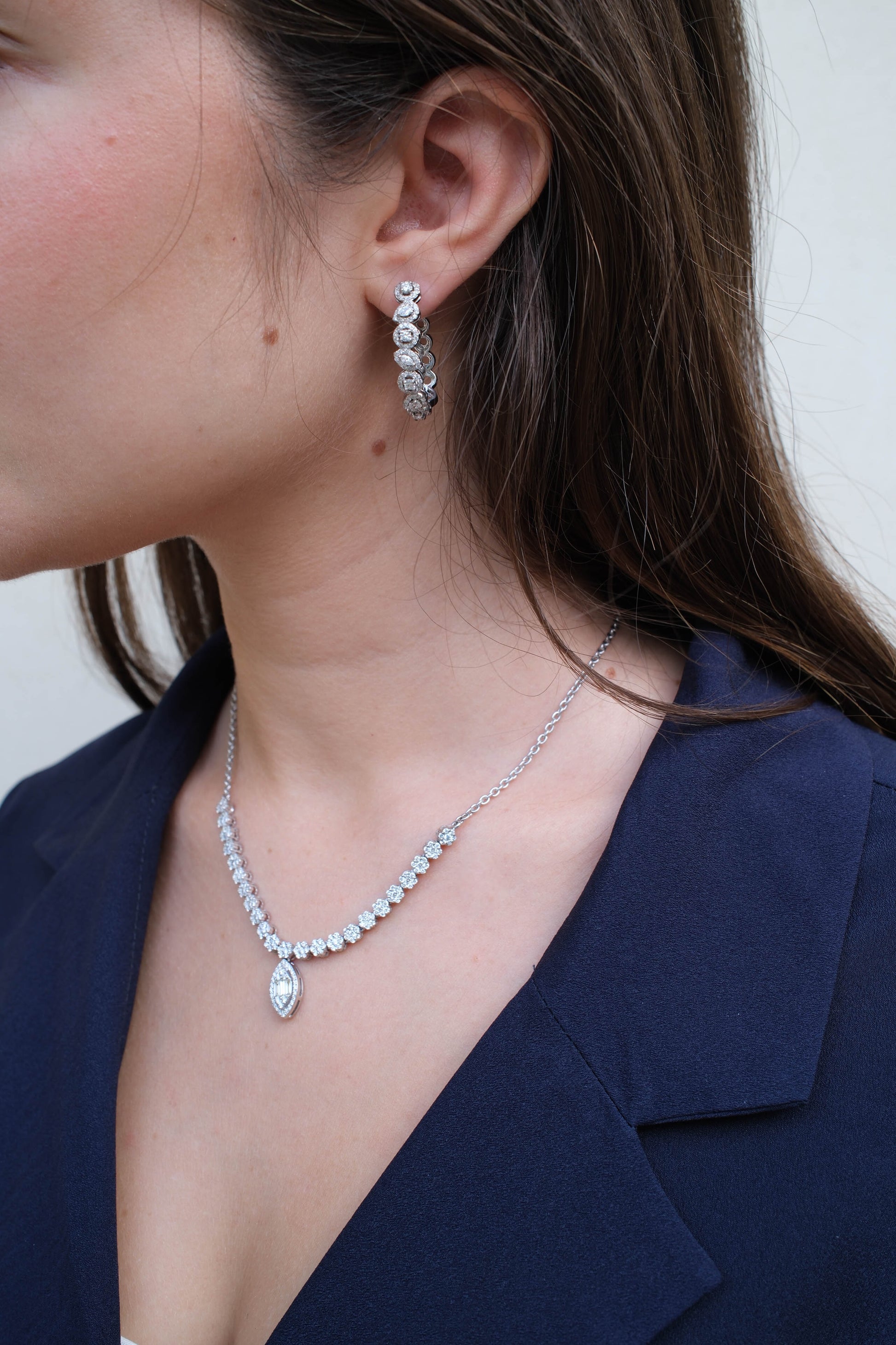 Multi-Shaped Halo Diamond Hoops