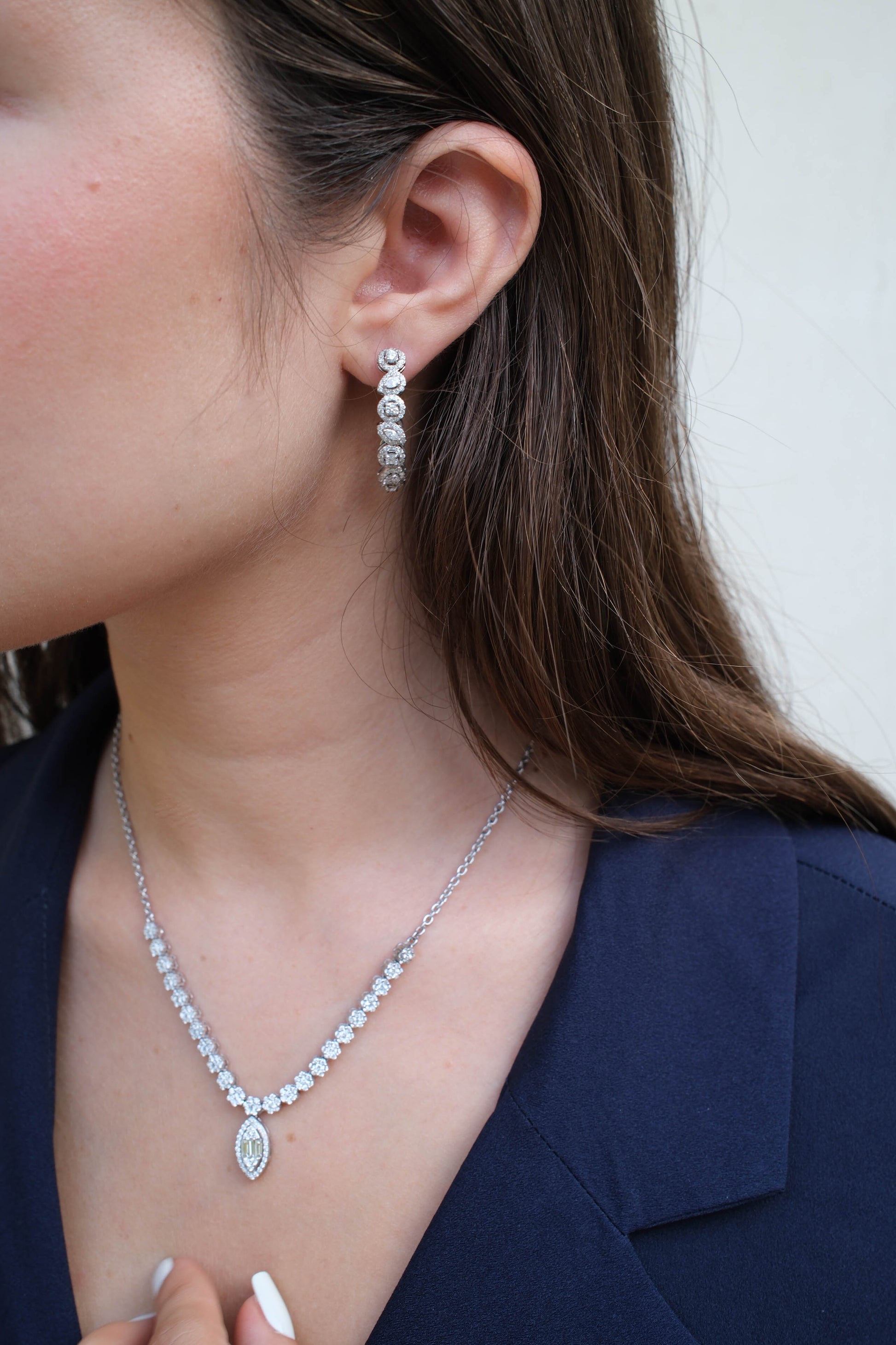 Multi-Shaped Halo Diamond Hoops