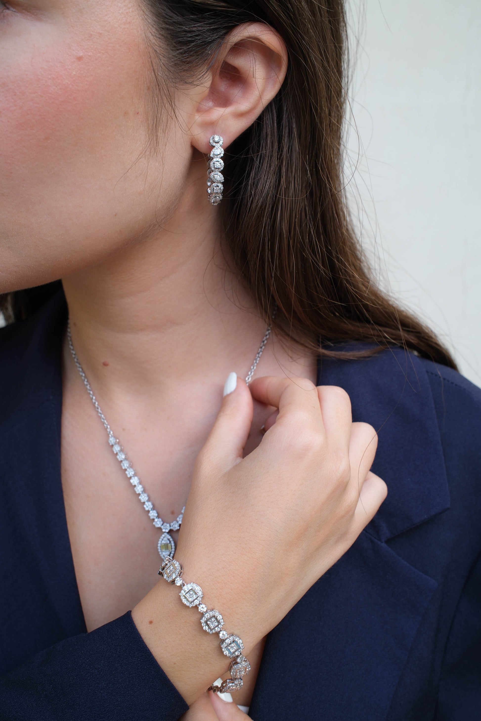 Multi-Shaped Halo Diamond Hoops