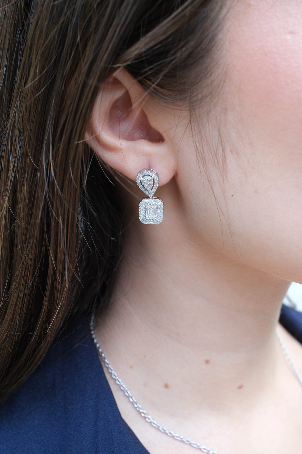 Pear & Emerald Halo Drop Earrings