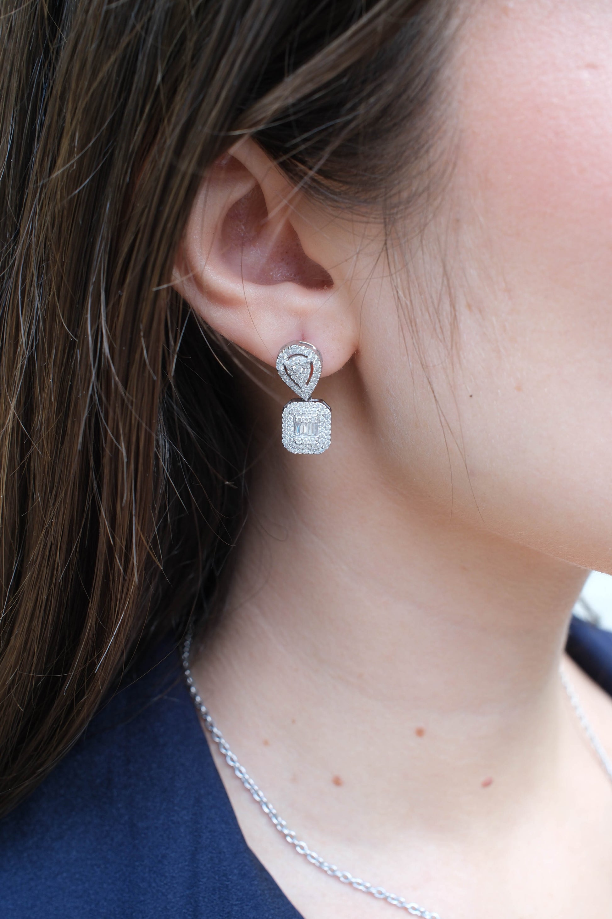 Pear & Emerald Halo Drop Earrings