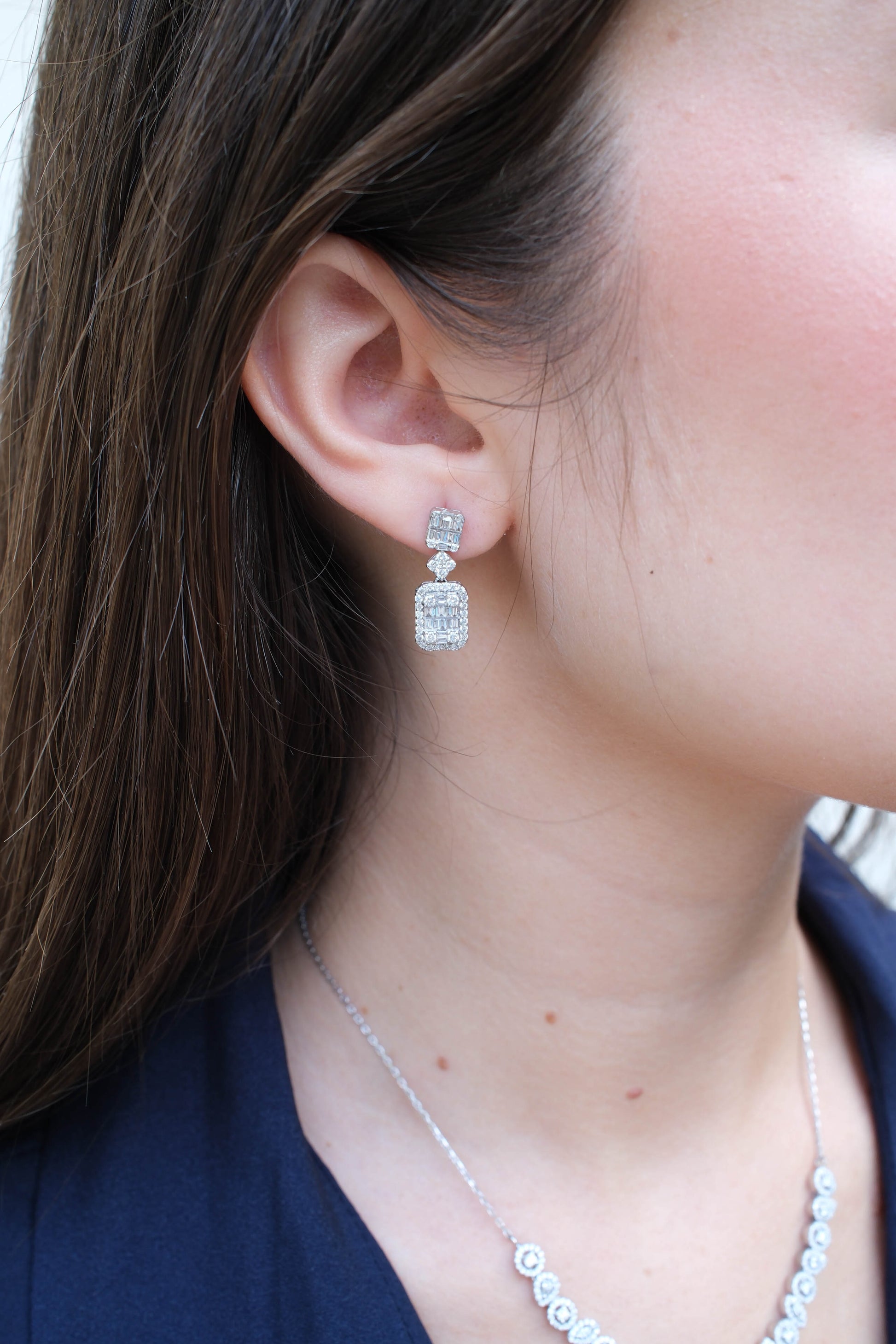 Emerald Illusion Diamond Drop Earrings