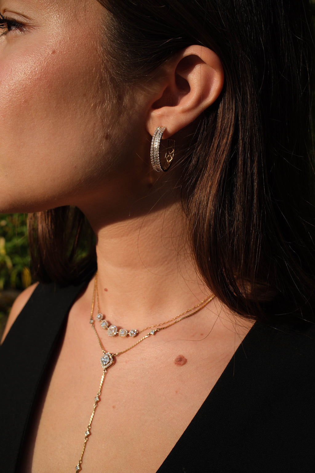 Radiant Gold Pavé Hoop Earrings
