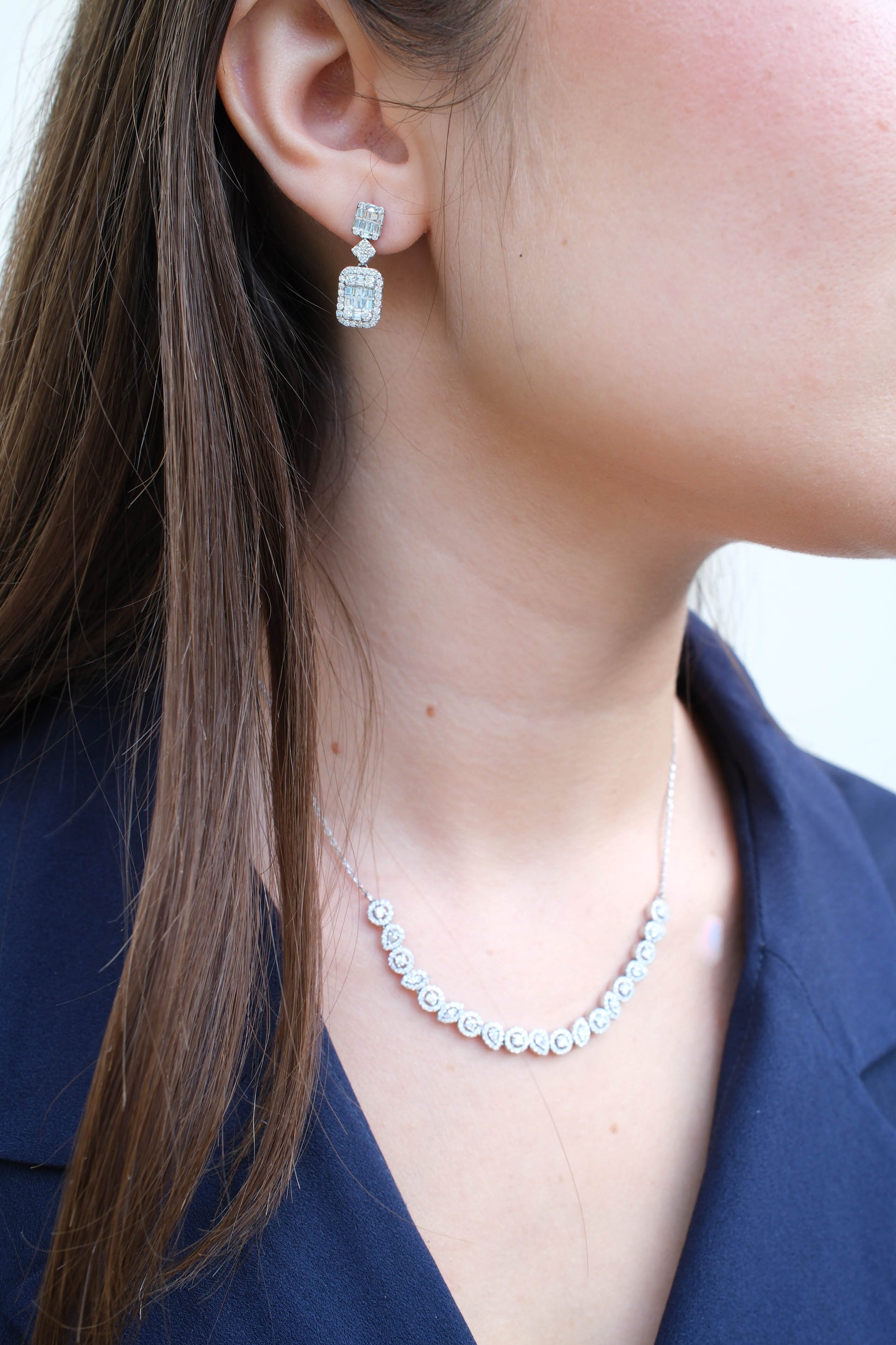 Emerald Illusion Diamond Drop Earrings