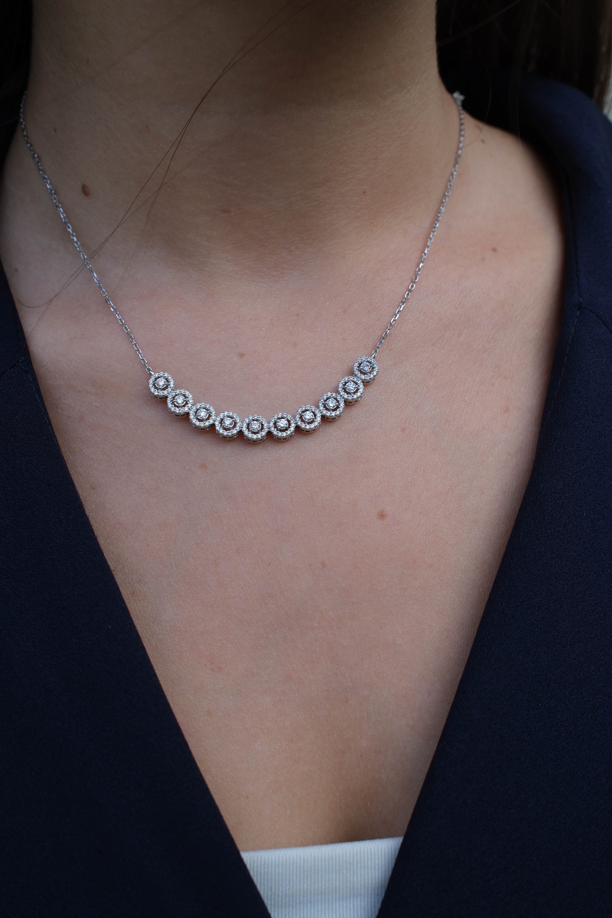 Multi-Halo Diamond Necklace
