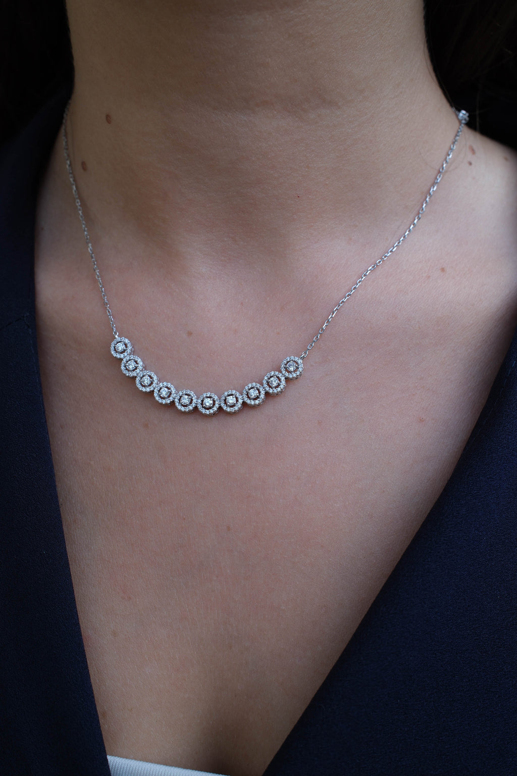 Multi-Halo Diamond Necklace
