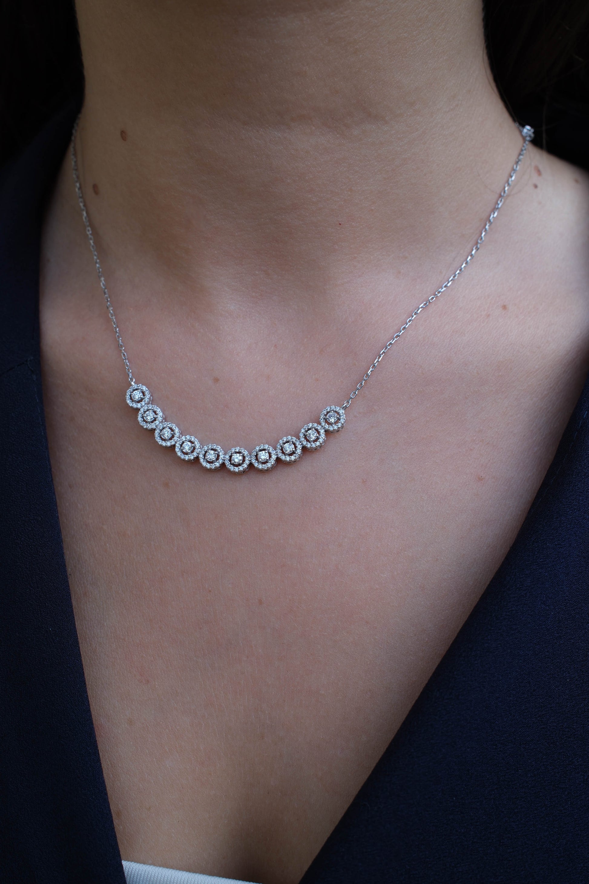 Multi-Halo Diamond Necklace
